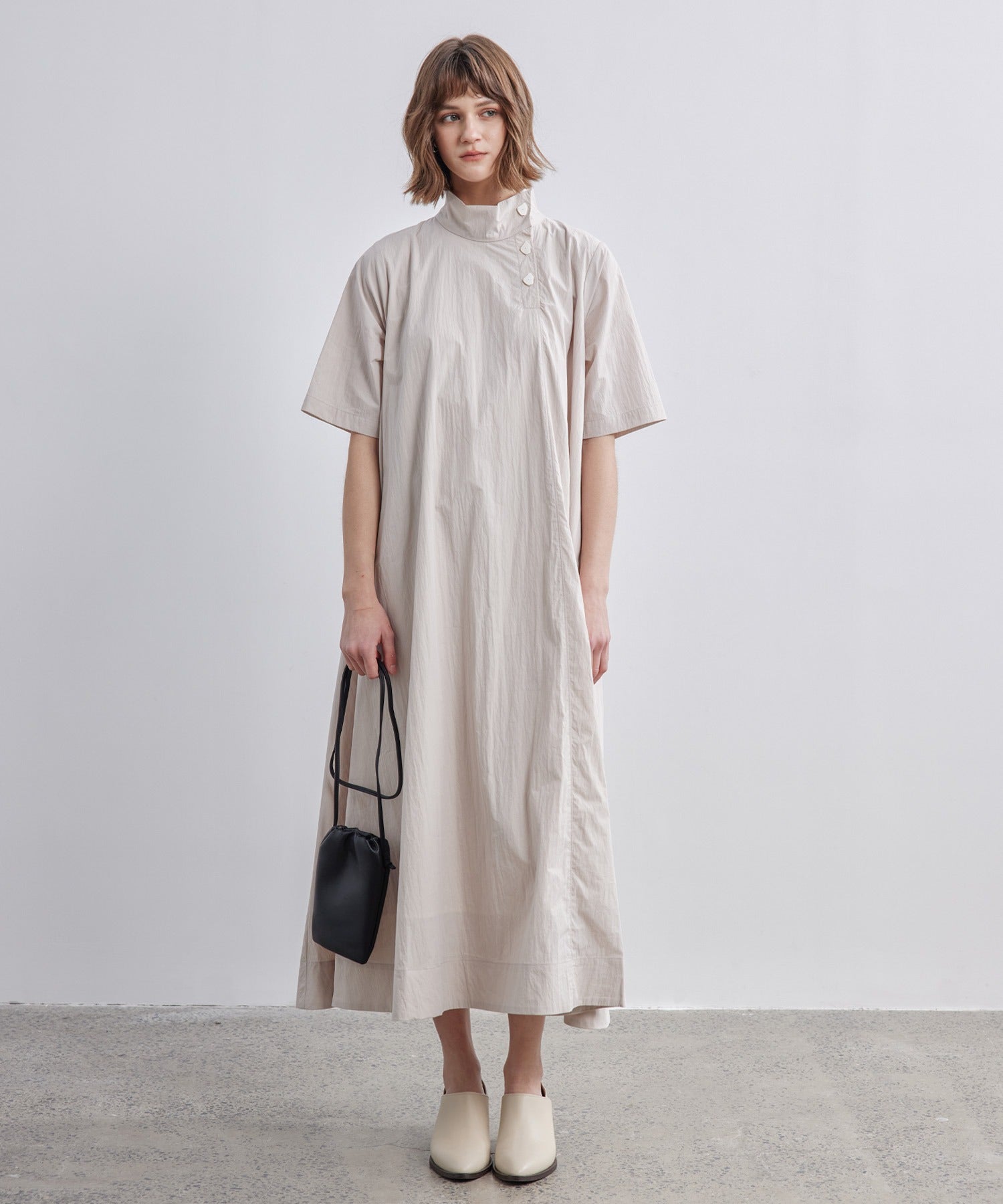 High-Neck Flare Dress