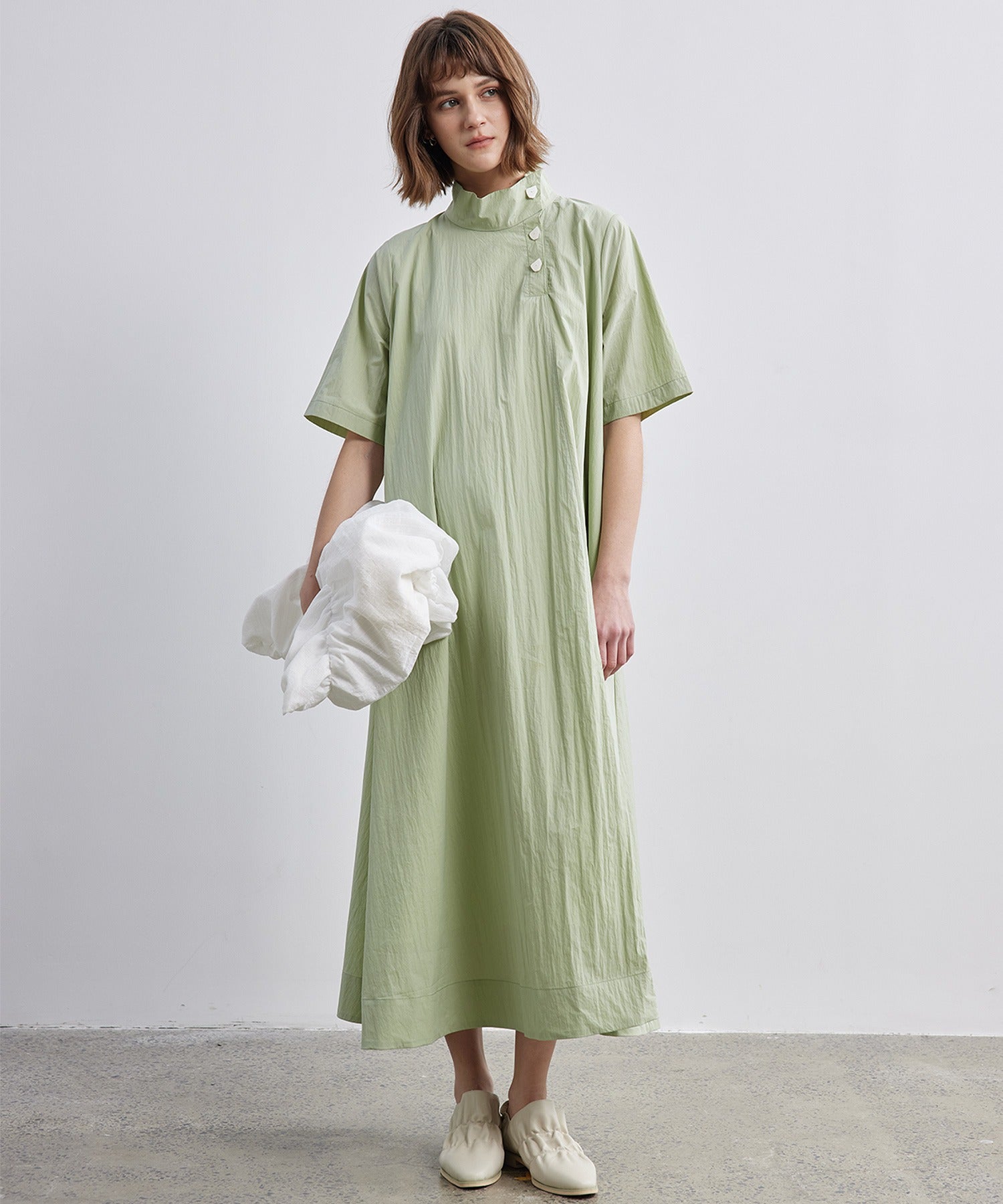 High-Neck Flare Dress