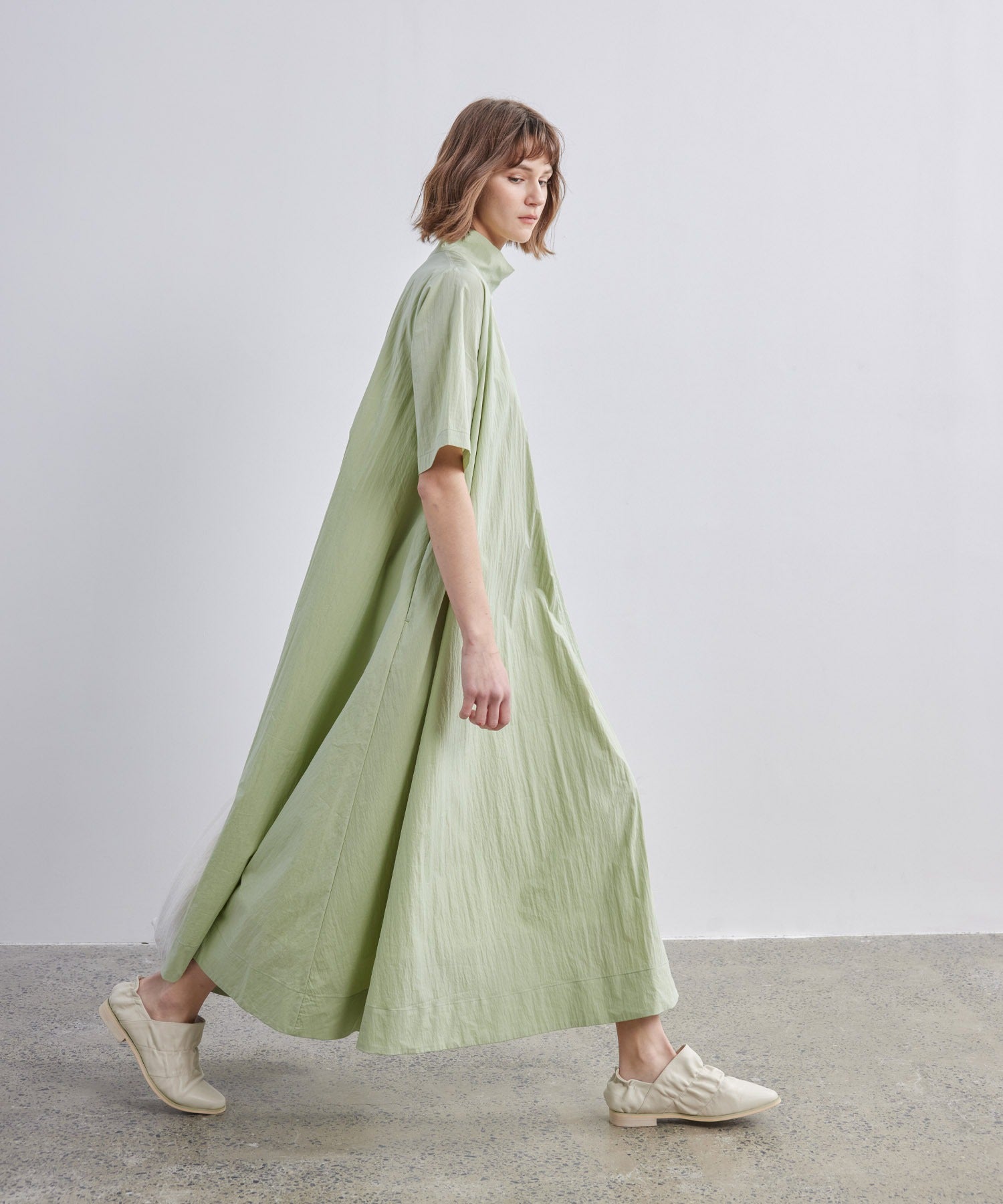 High-Neck Flare Dress