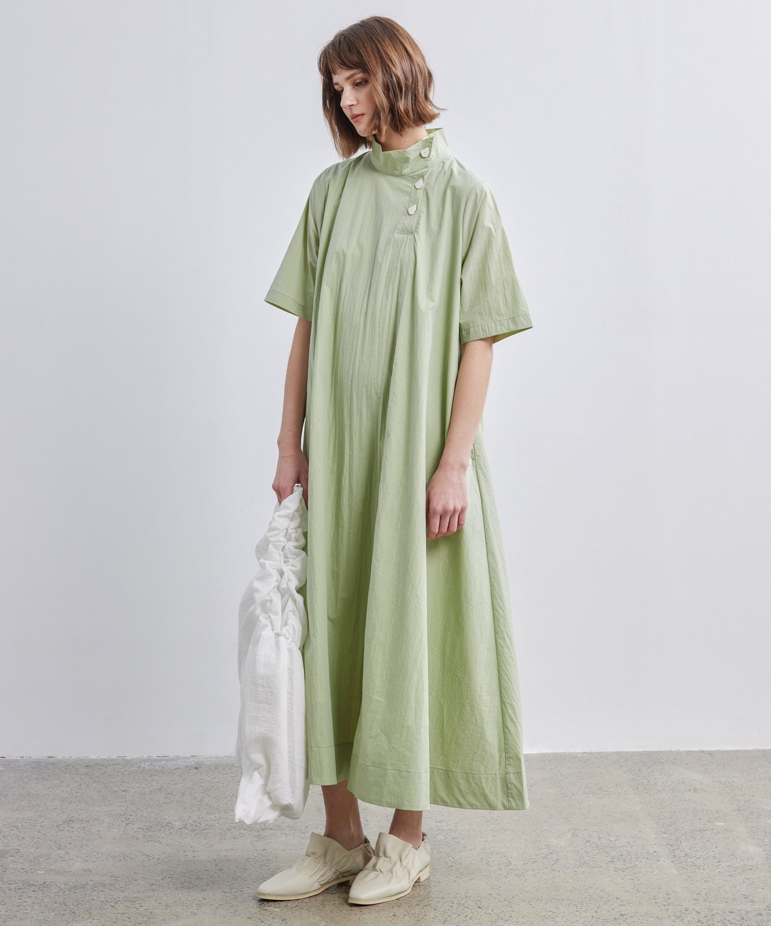 High-Neck Flare Dress