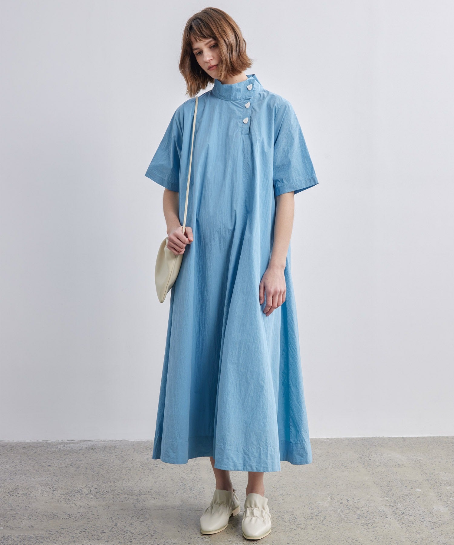 High-Neck Flare Dress