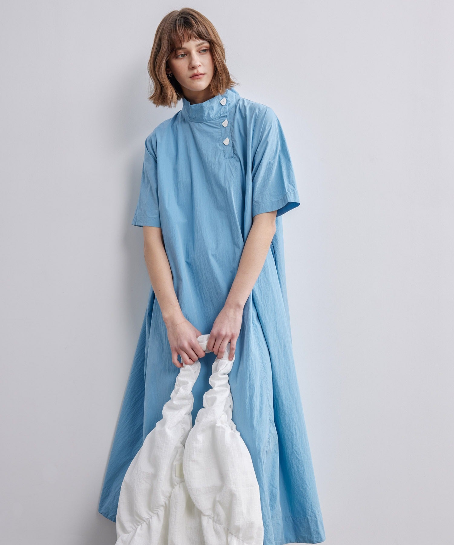 High-Neck Flare Dress