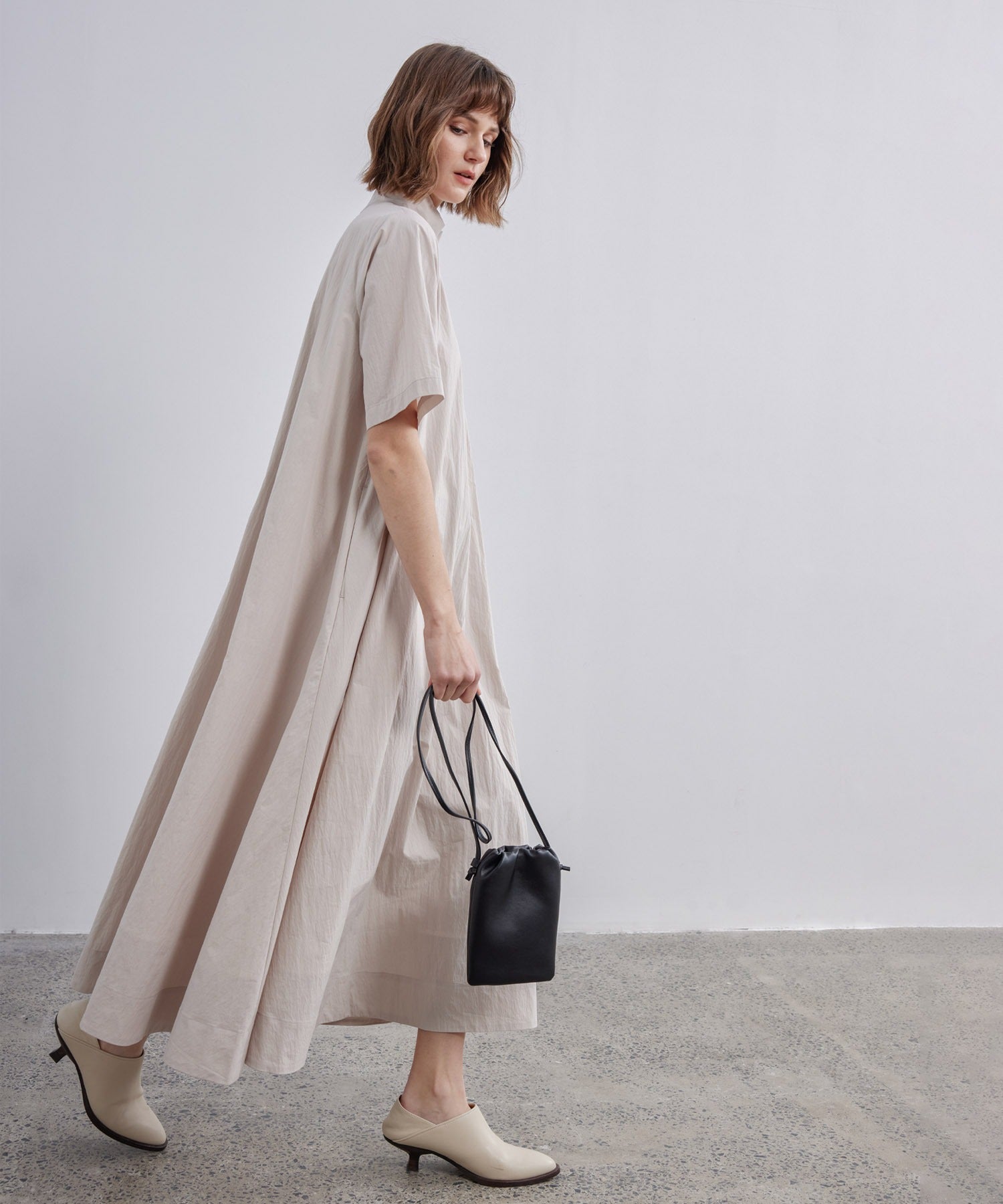 High-Neck Flare Dress