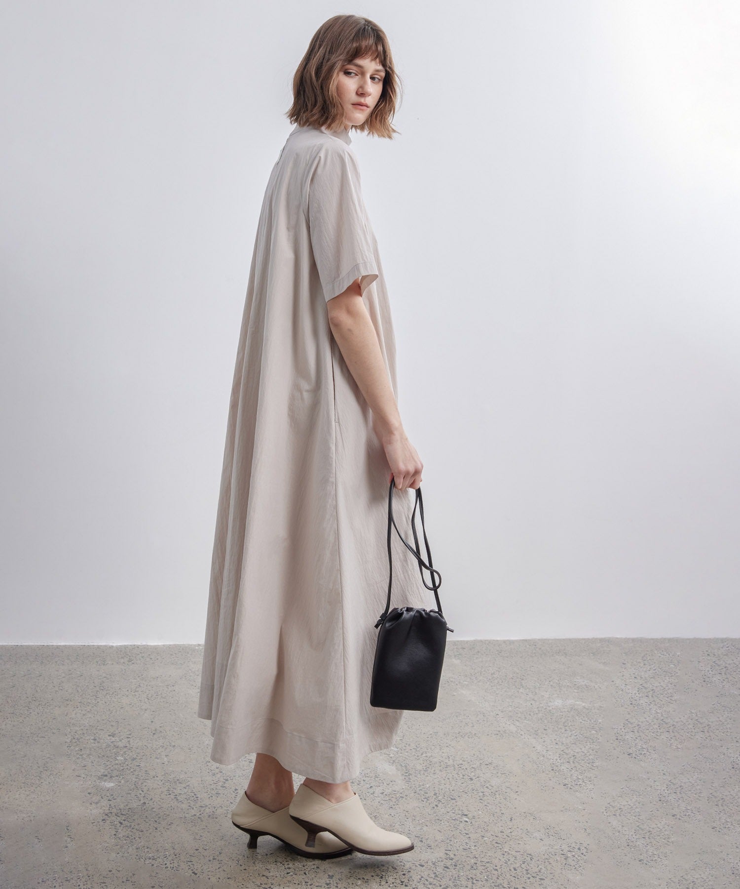 High-Neck Flare Dress