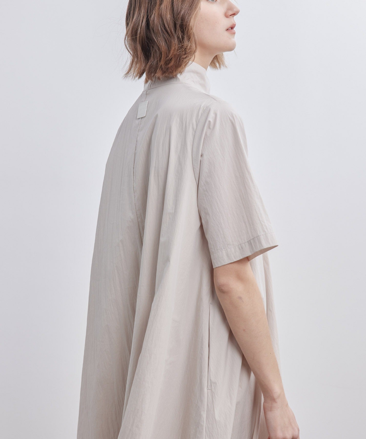 High-Neck Flare Dress
