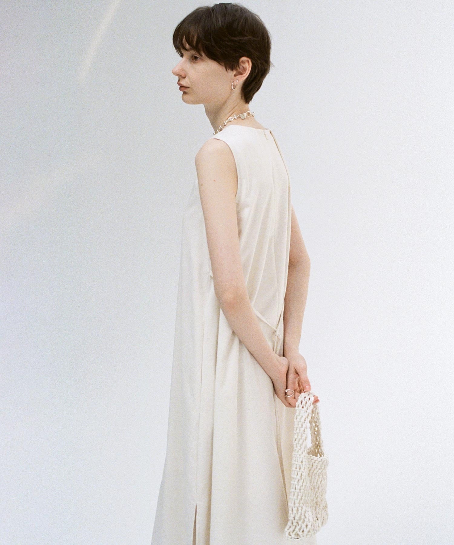 Adjustable Waist Tie Sleeveless Side Slit Dress