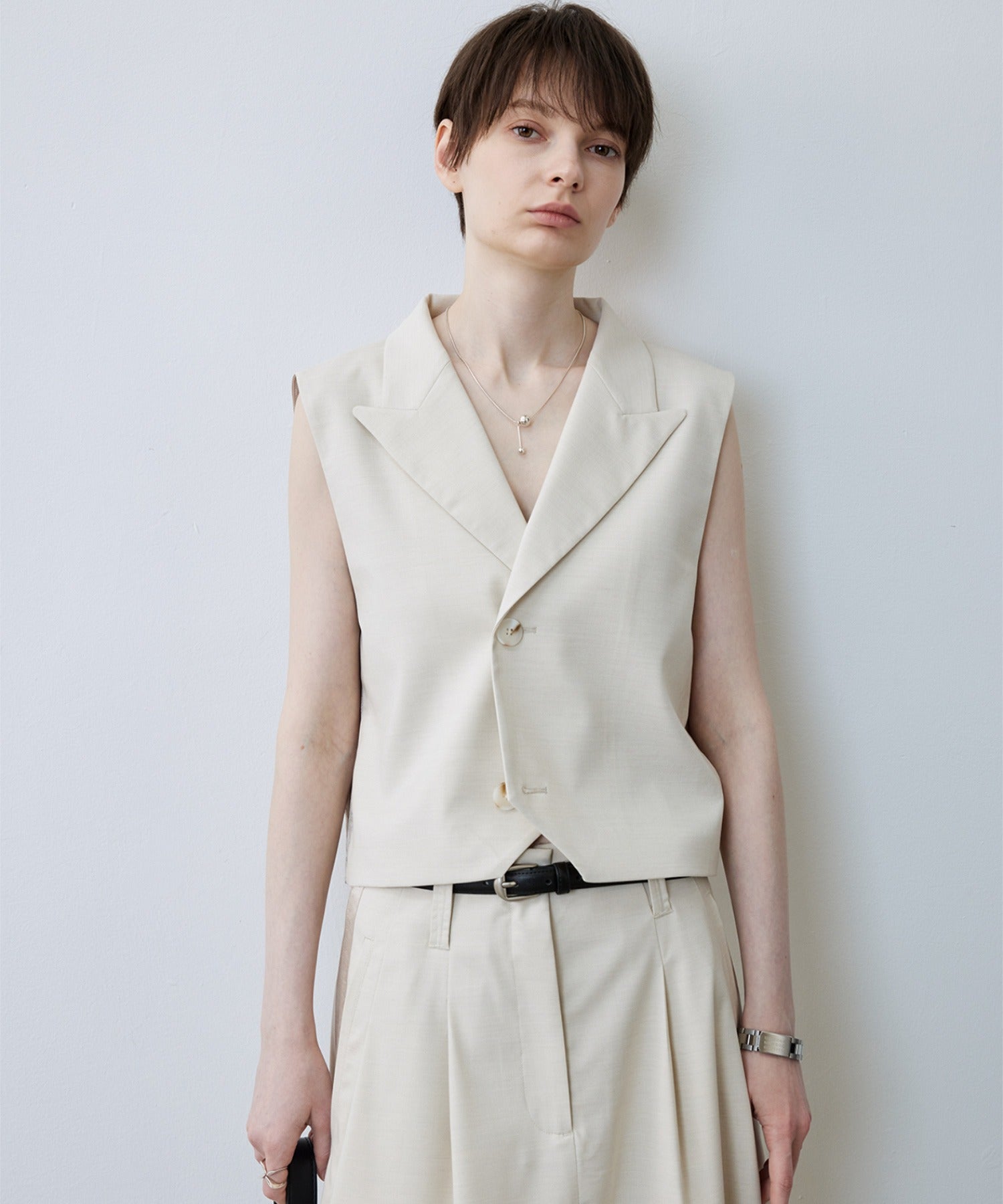 Backless Tailored Vest with Acetate Paneling
