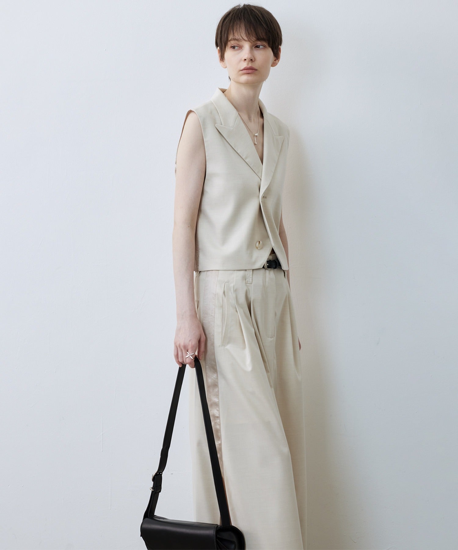 Backless Tailored Vest with Acetate Paneling