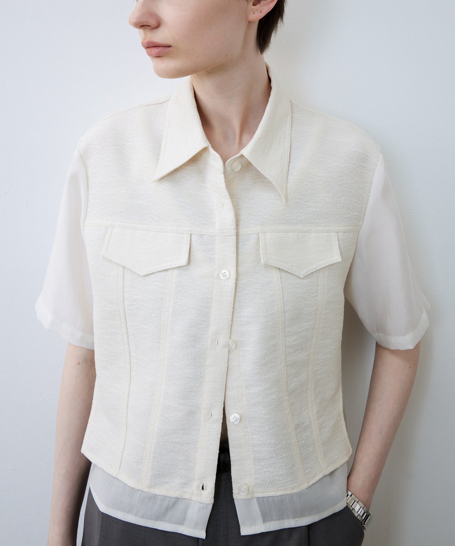Layered-Style Cropped Shirt