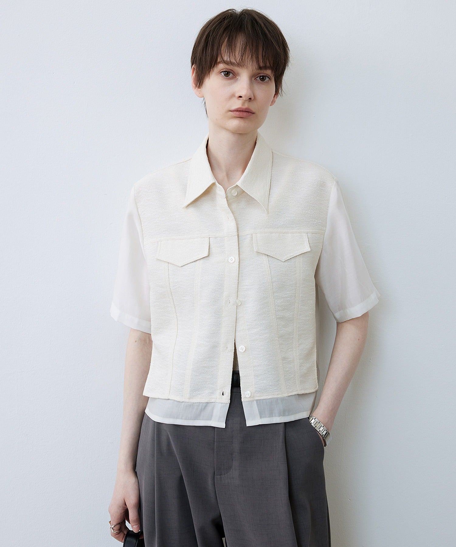 Layered-Style Cropped Shirt
