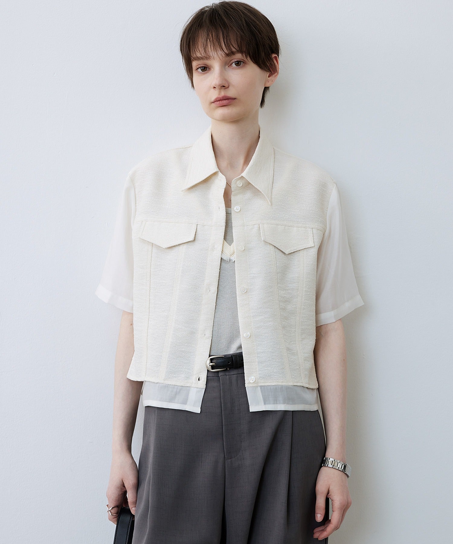 Layered-Style Cropped Shirt