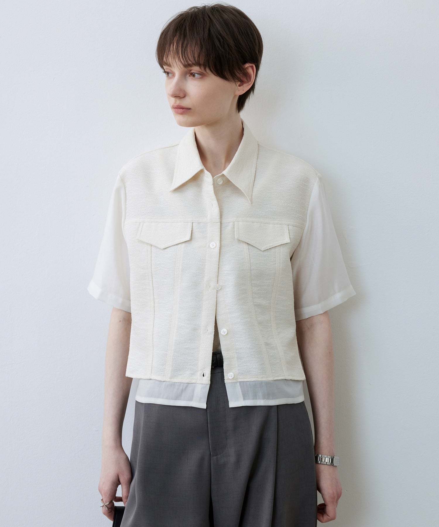 Layered-Style Cropped Shirt