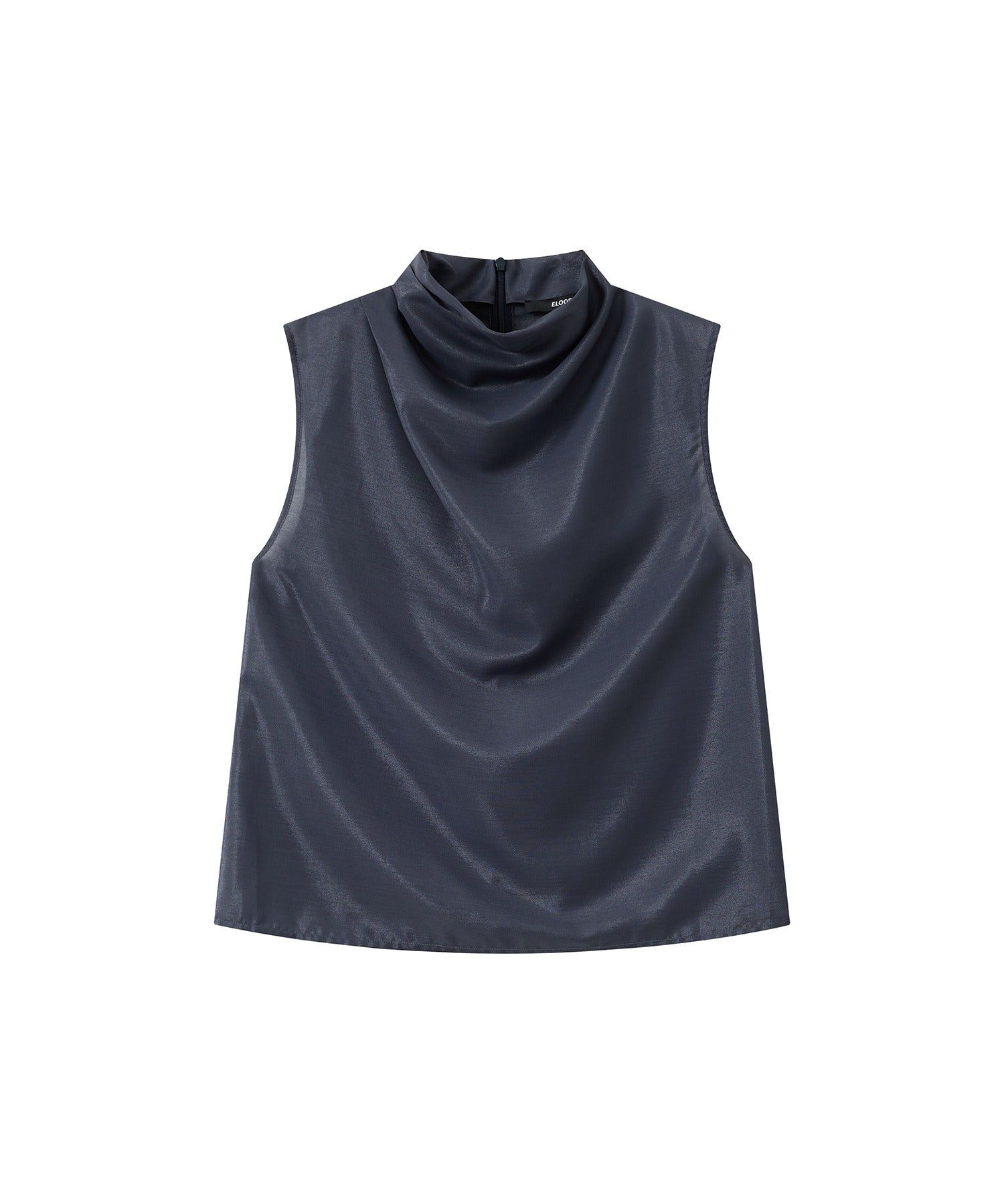 Sheer Cowl-Neck Sleeveless Top