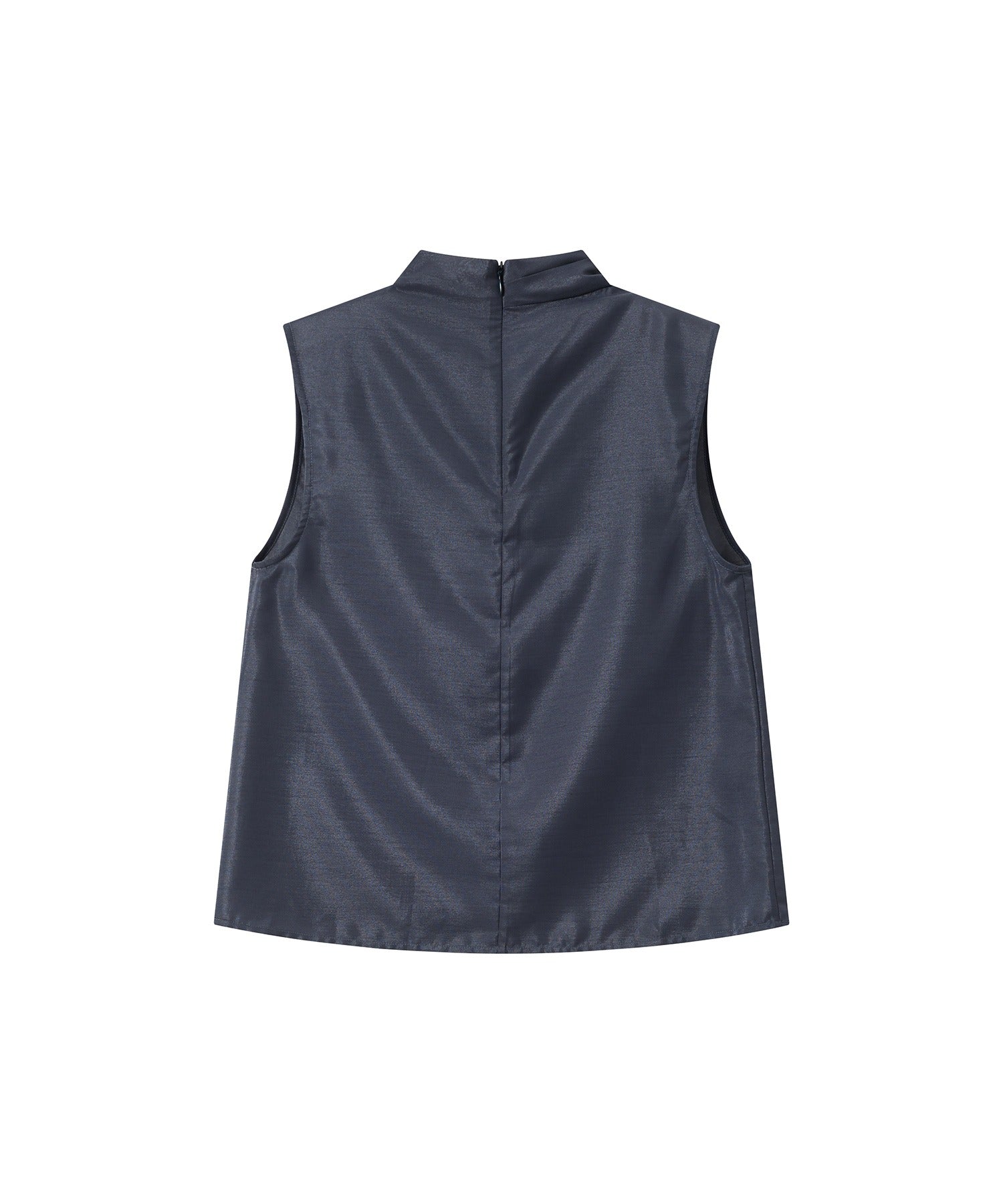 Sheer Cowl-Neck Sleeveless Top