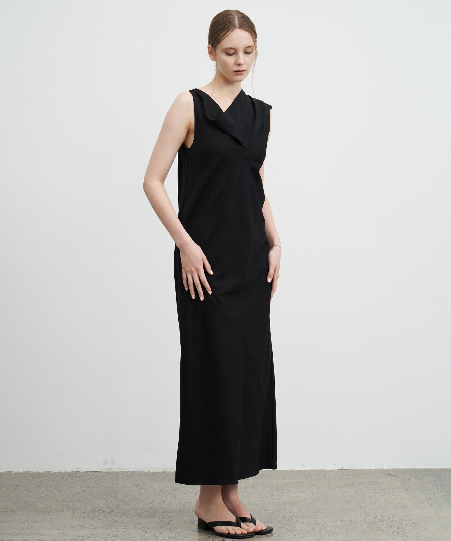 Drape Long Frill 2-Way Midi Dress