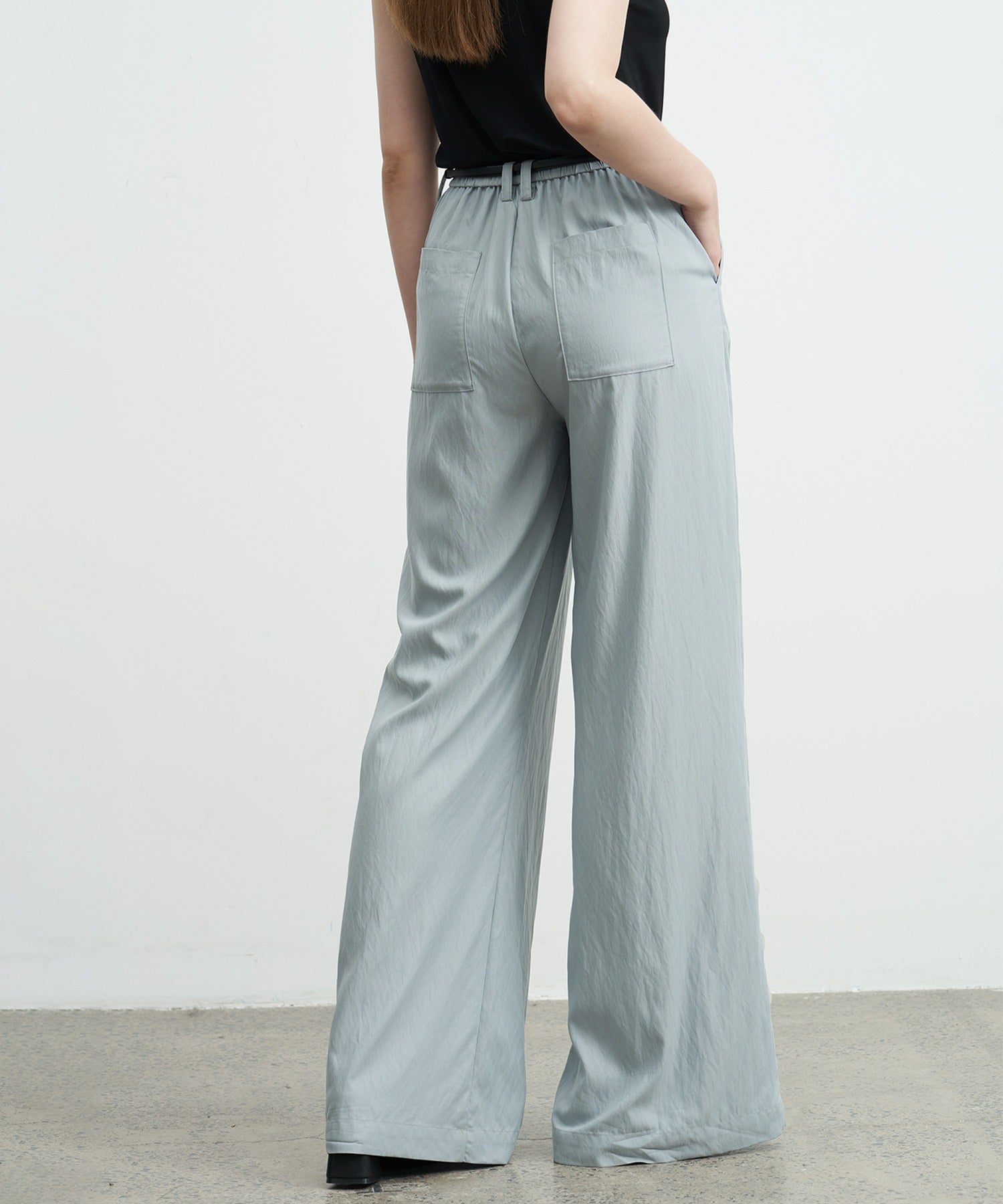 Darted Wide-Leg Pants