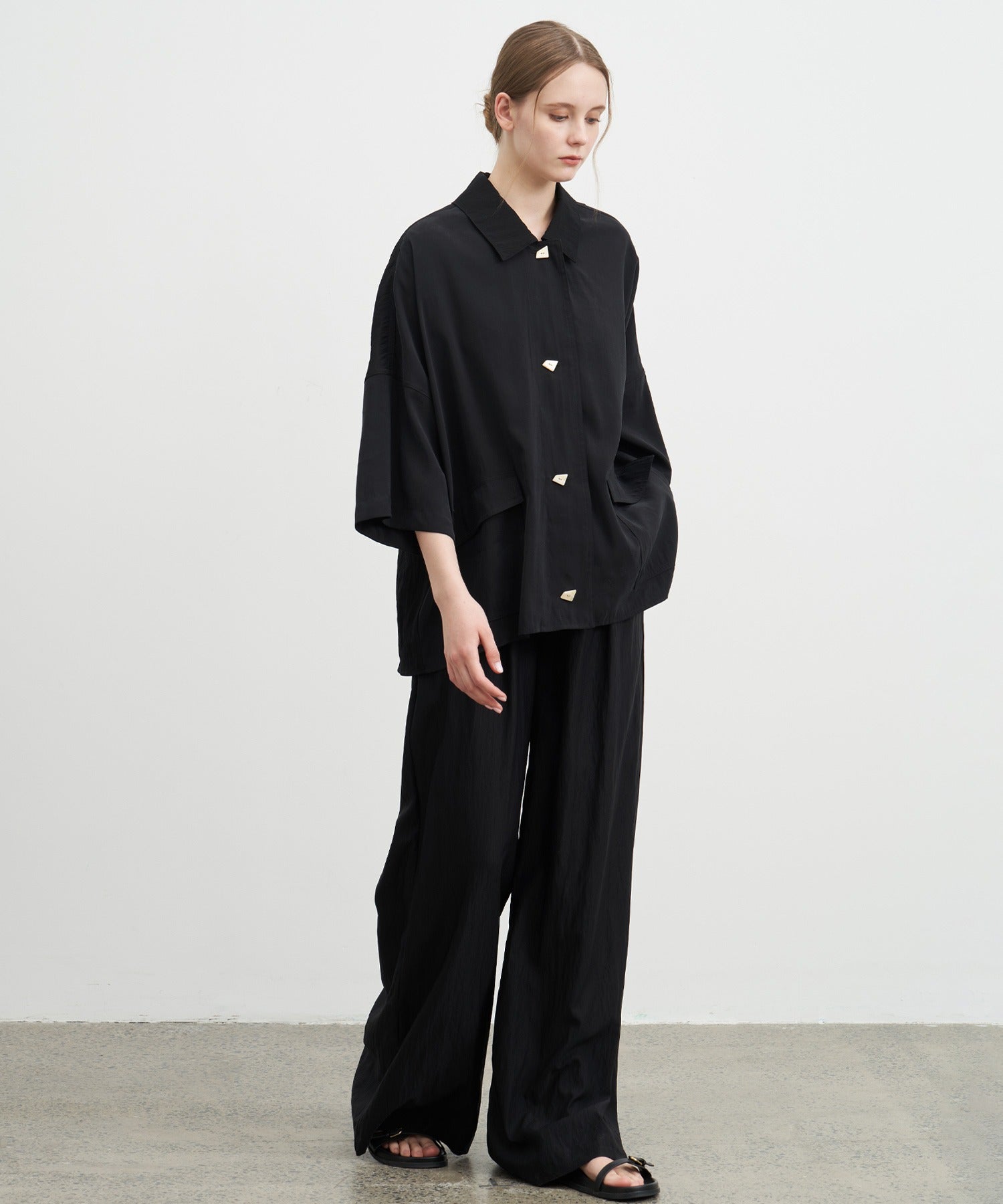 Darted Wide-Leg Pants