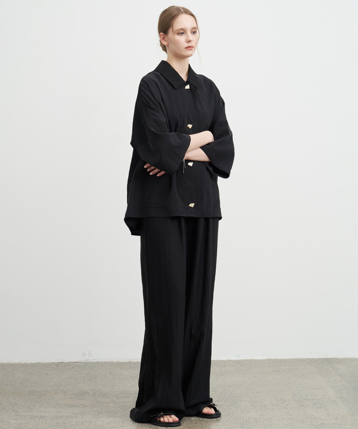 Darted Wide-Leg Pants