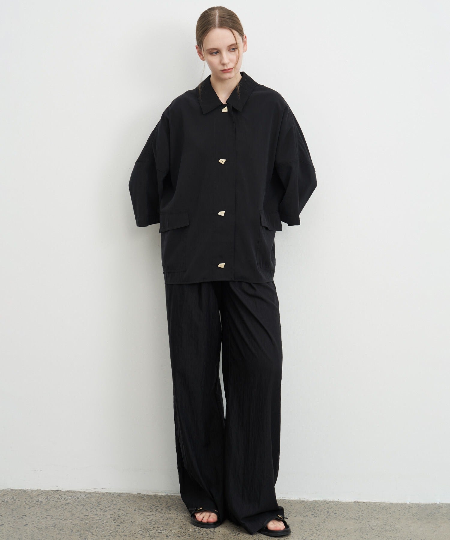 Darted Wide-Leg Pants