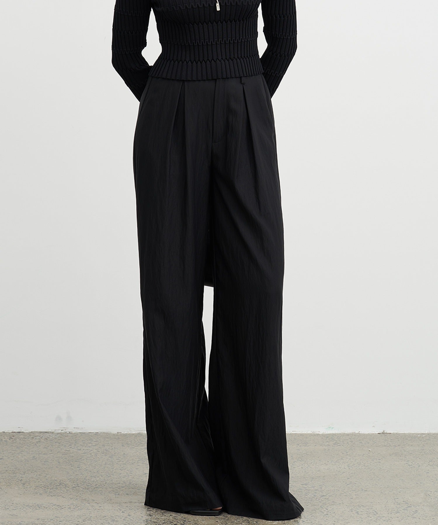 Darted Wide-Leg Pants