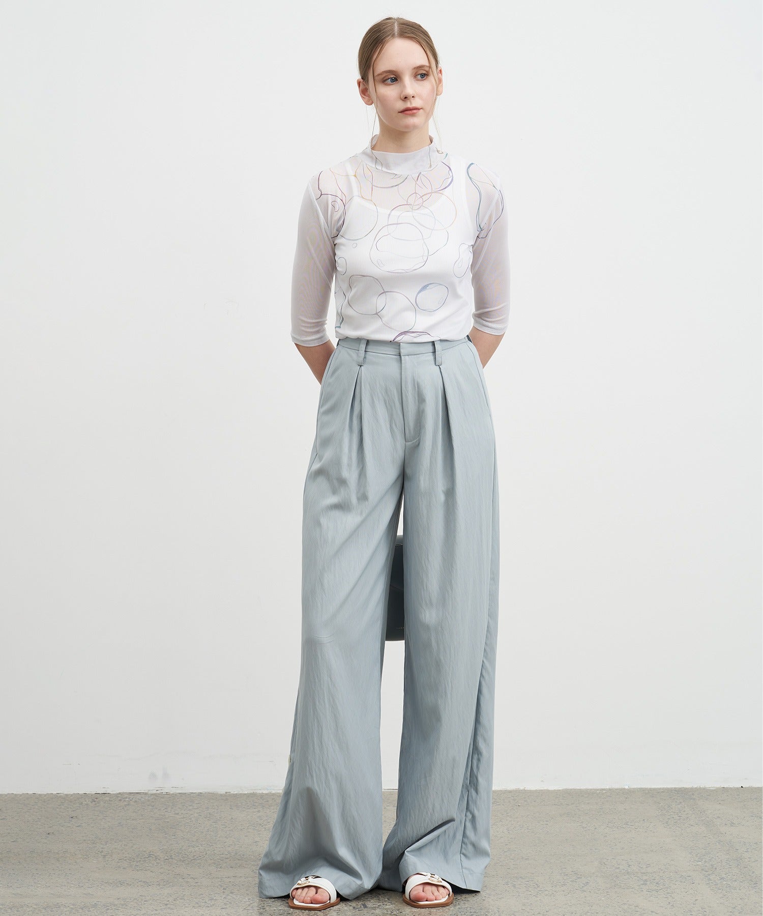 Darted Wide-Leg Pants