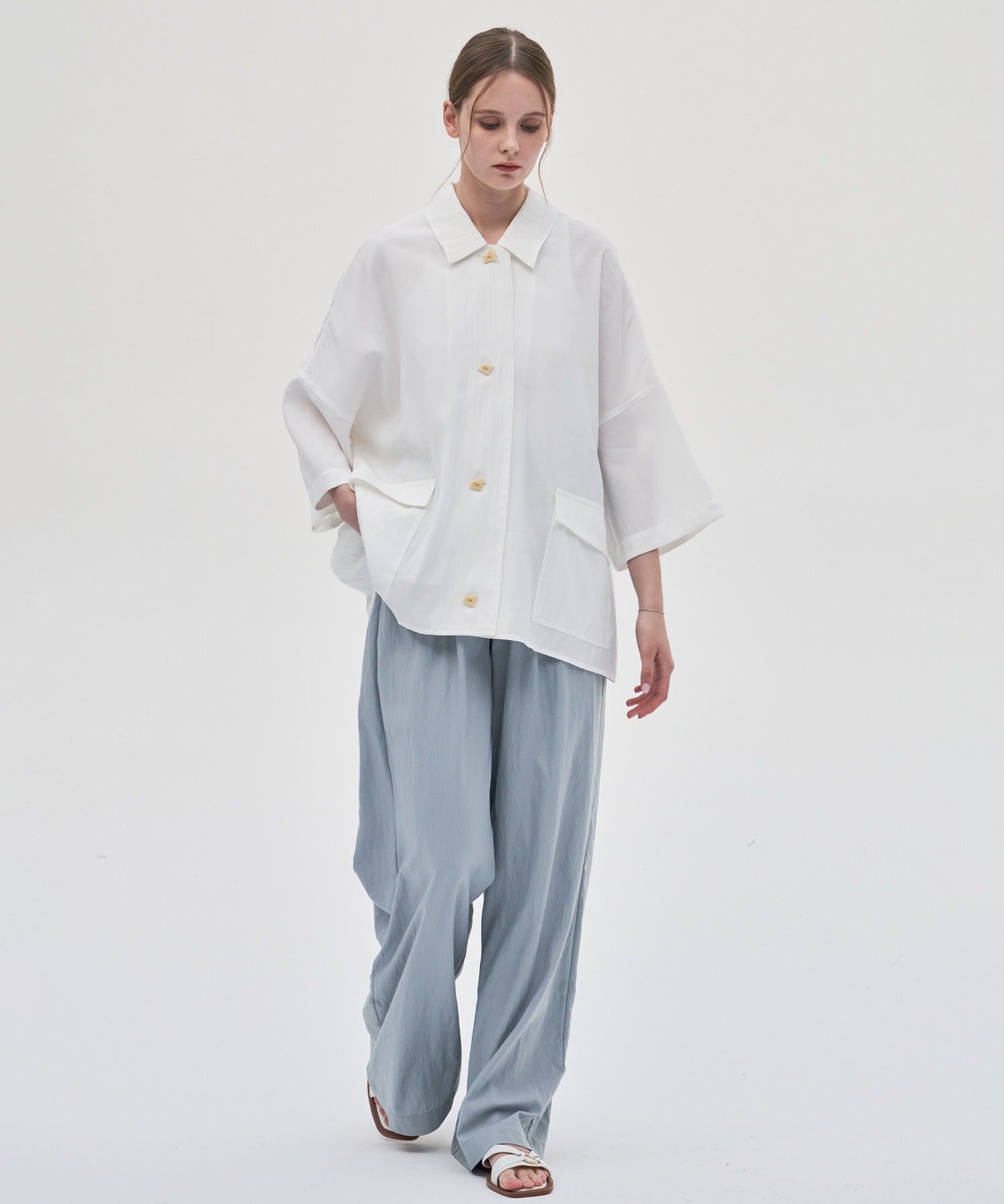 Darted Wide-Leg Pants