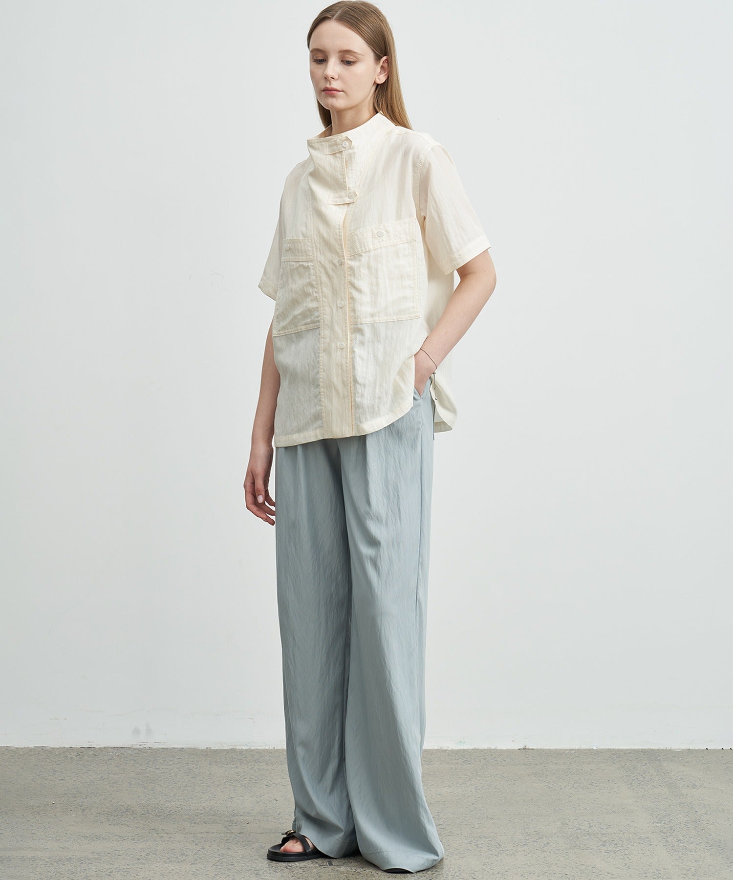 Darted Wide-Leg Pants