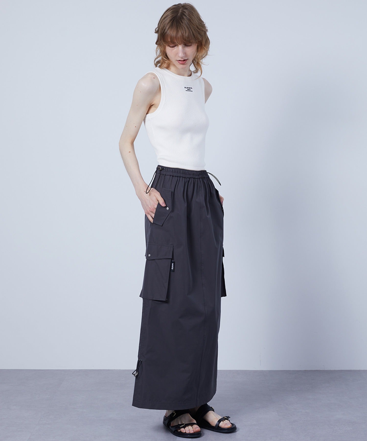 Cargo Skirt with Combo Pockets and Drawstrings