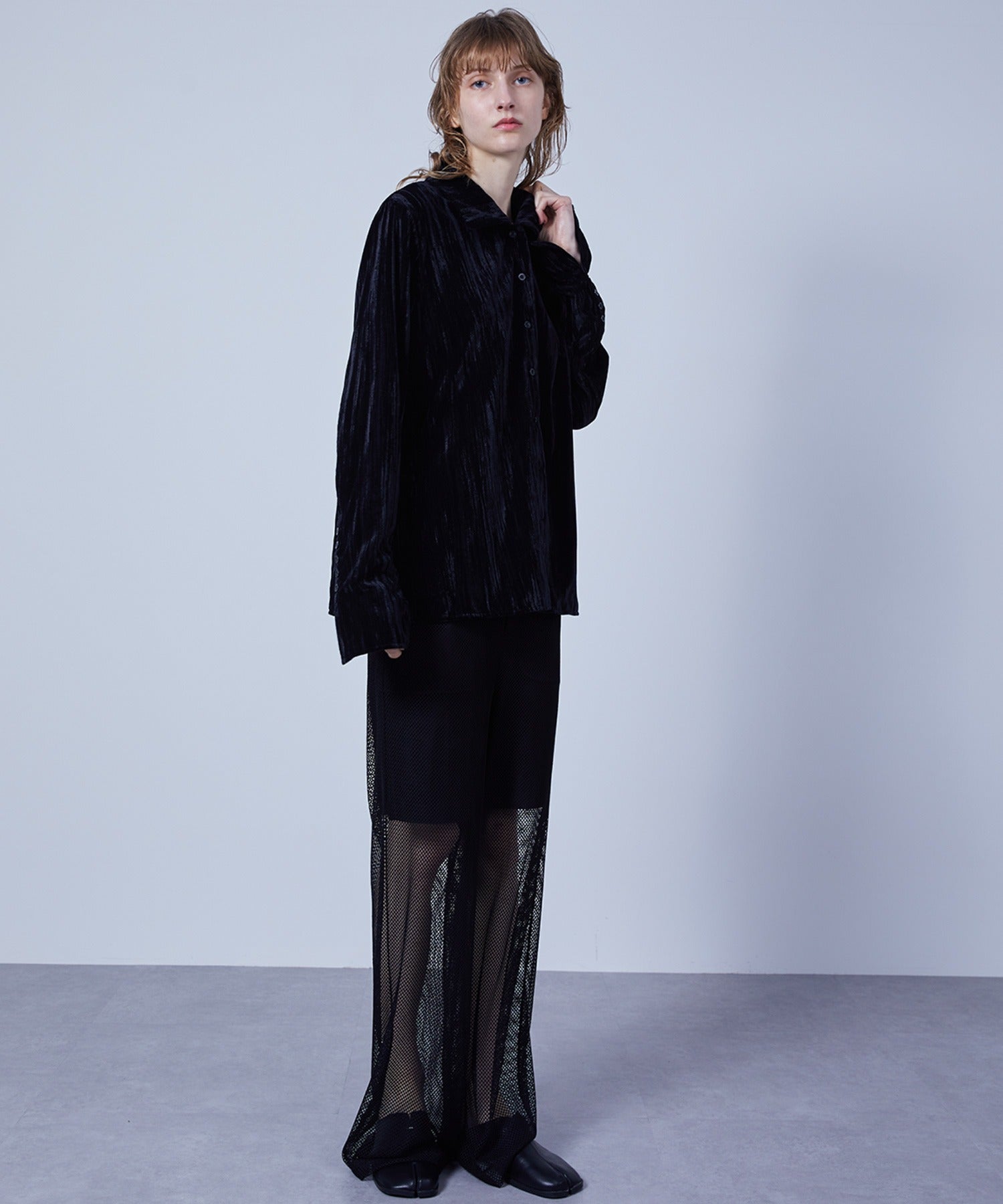 Mesh Contrast Wide-Leg Pants