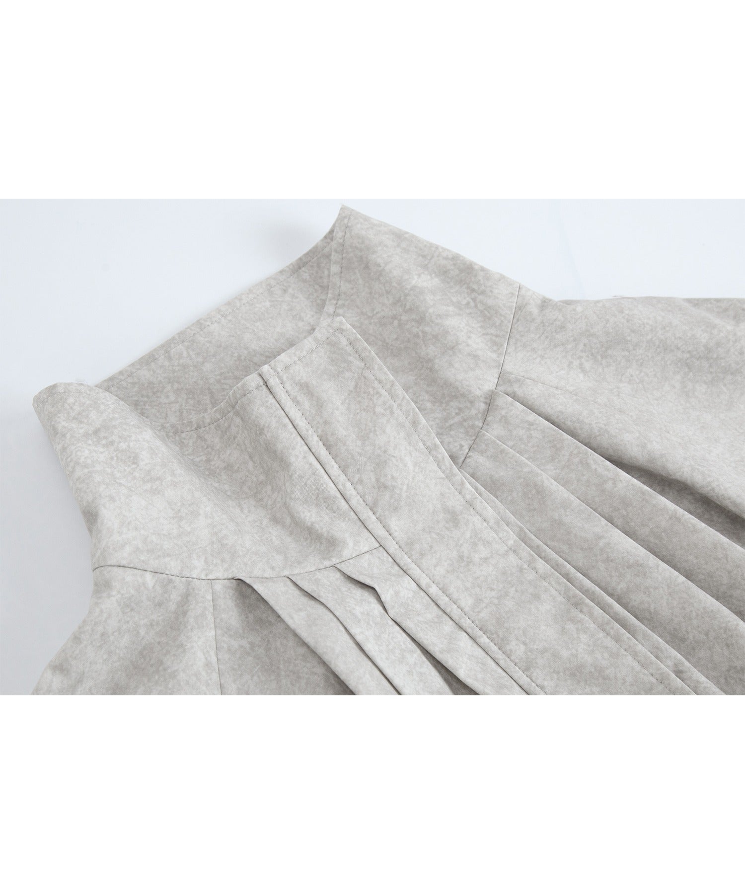 Nuance Marble Pattern High Neck Front-Tuck Volume Blouson