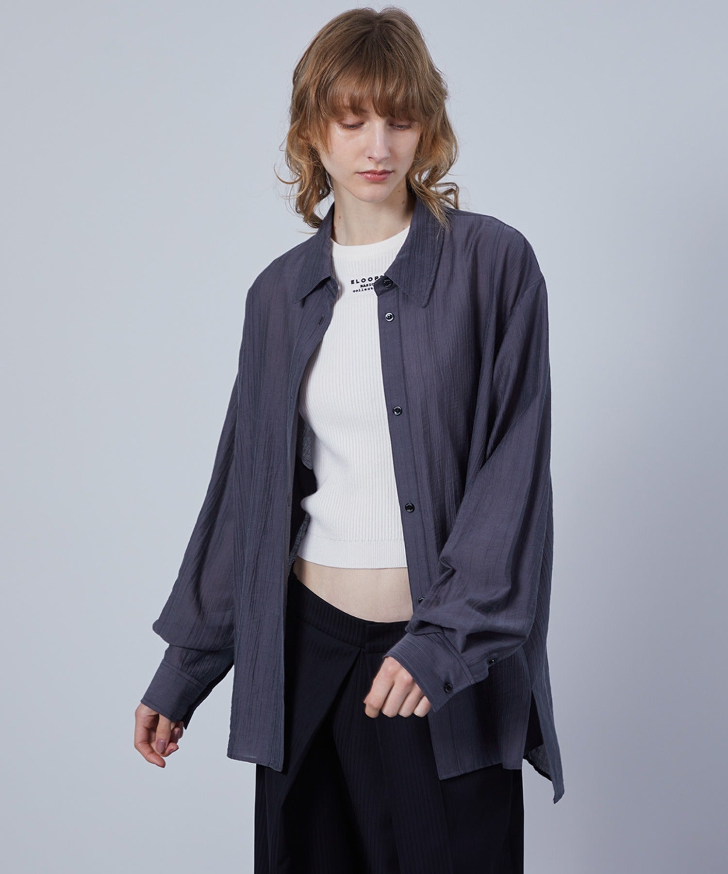 Fluid Back Button Detail Oversized Shirt