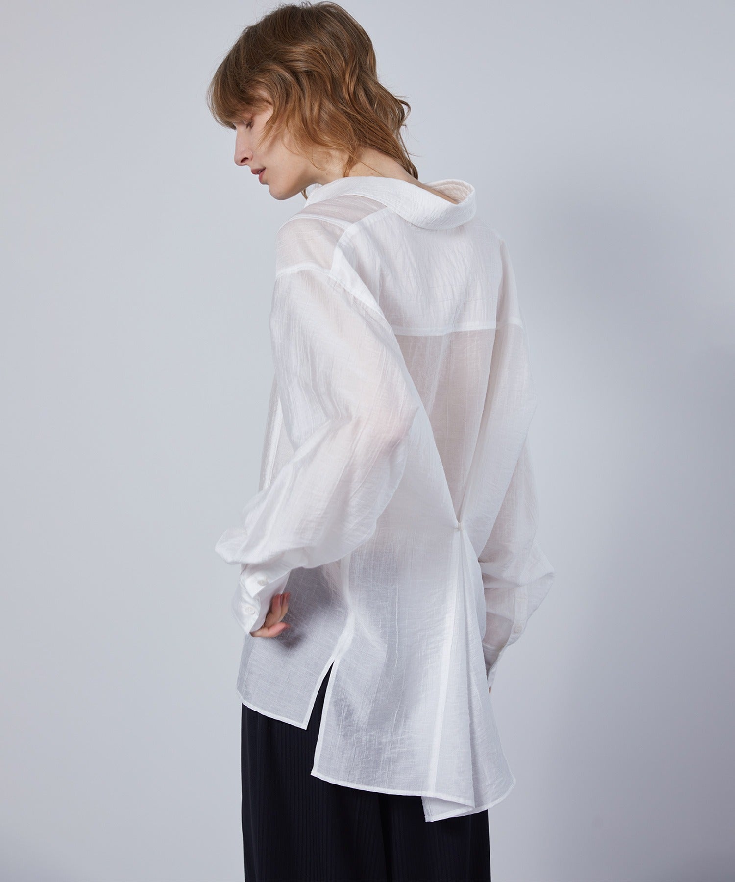 Fluid Back Button Detail Oversized Shirt