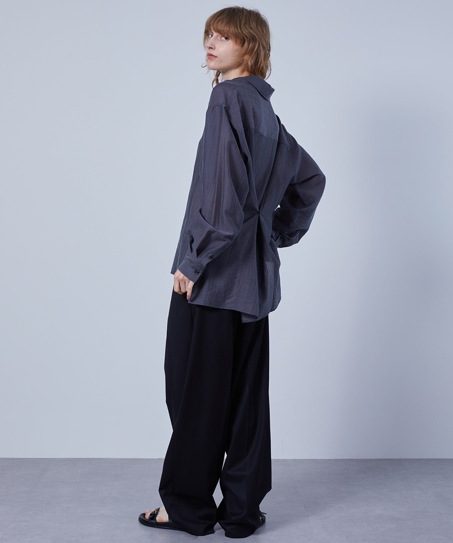 Fluid Back Button Detail Oversized Shirt