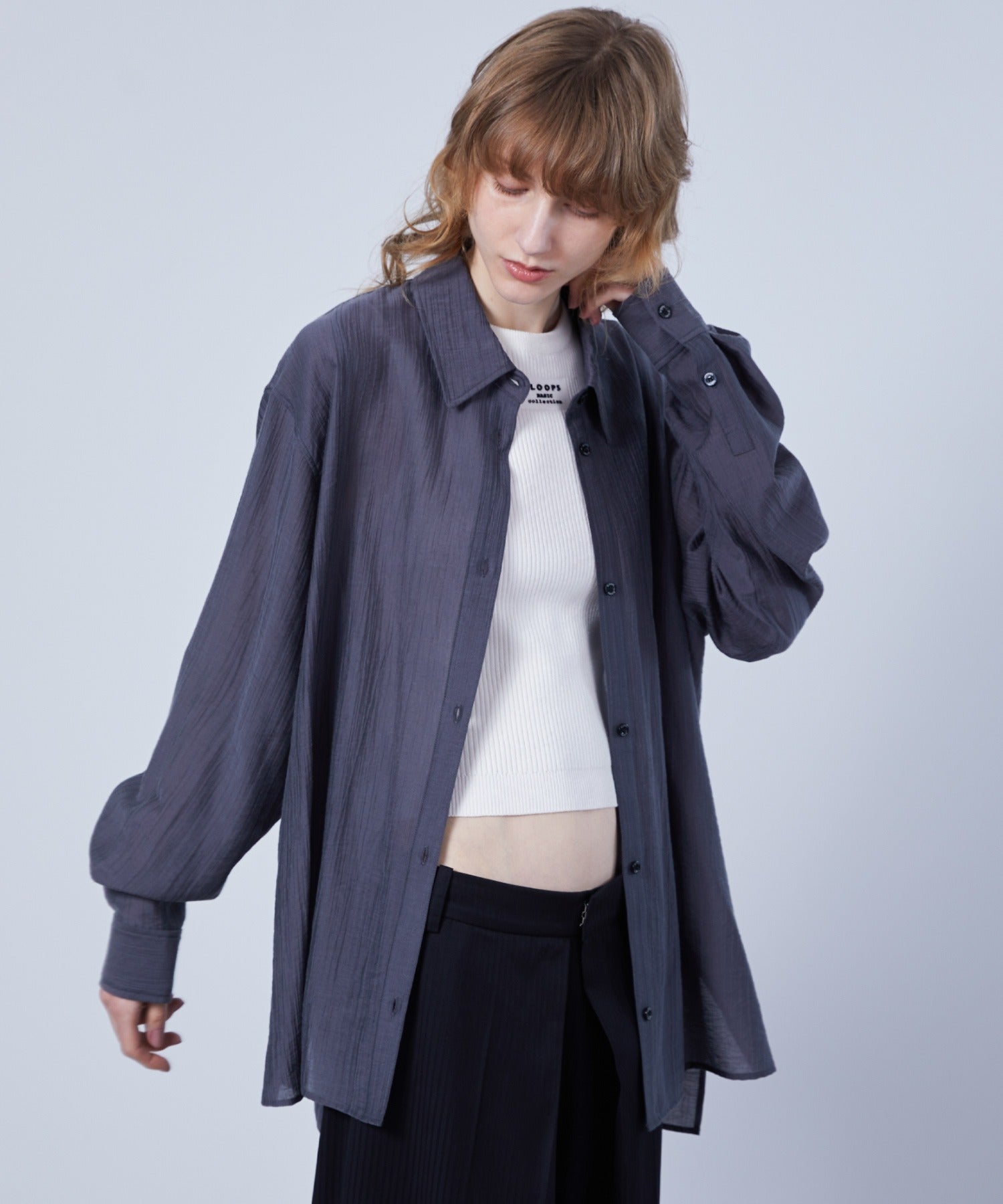 Fluid Back Button Detail Oversized Shirt