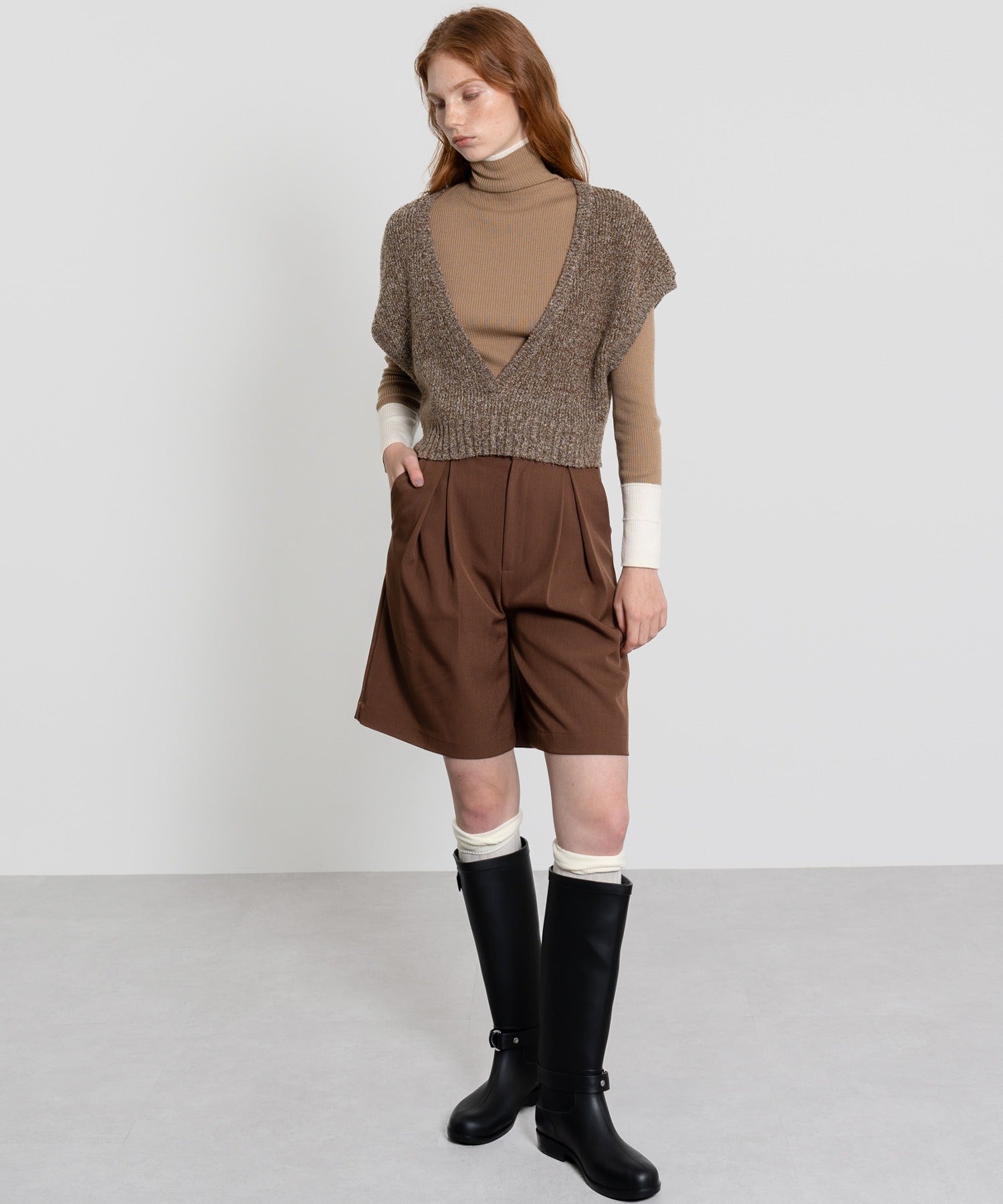 Cropped Melange Knit Vest