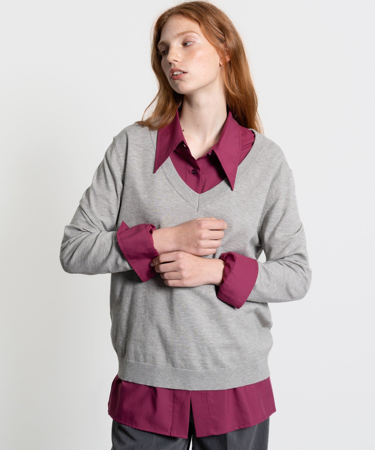 Deep V-Neck Oversized Knit