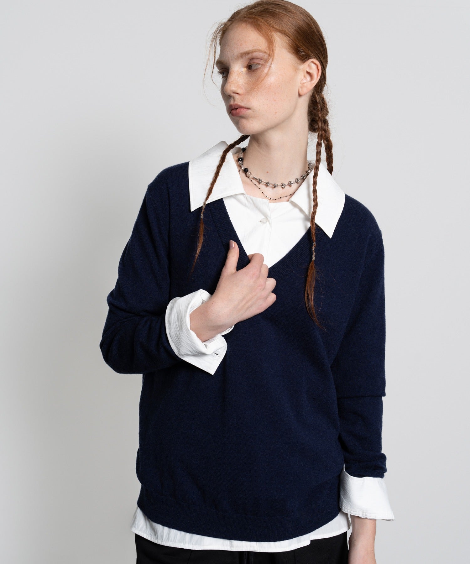 Deep V-Neck Oversized Knit