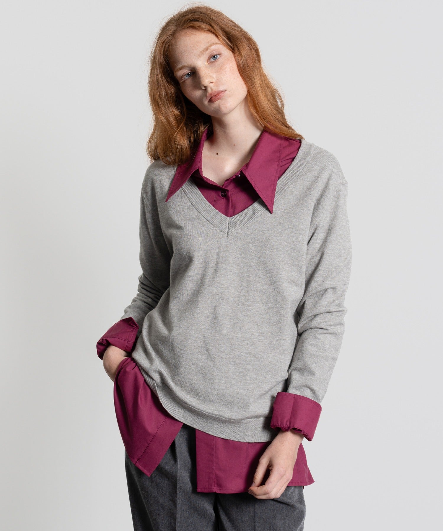 Deep V-Neck Oversized Knit
