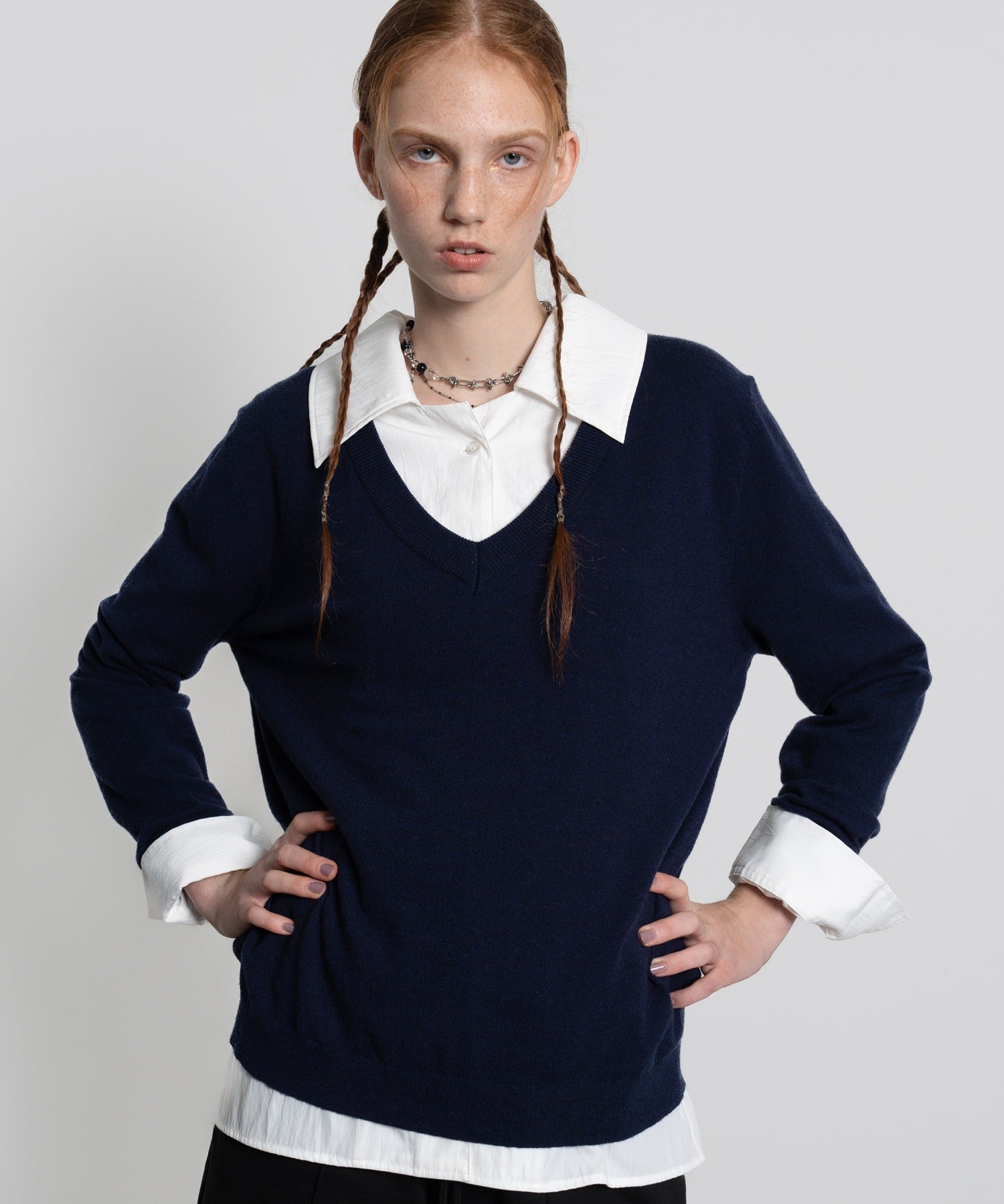 Deep V-Neck Oversized Knit