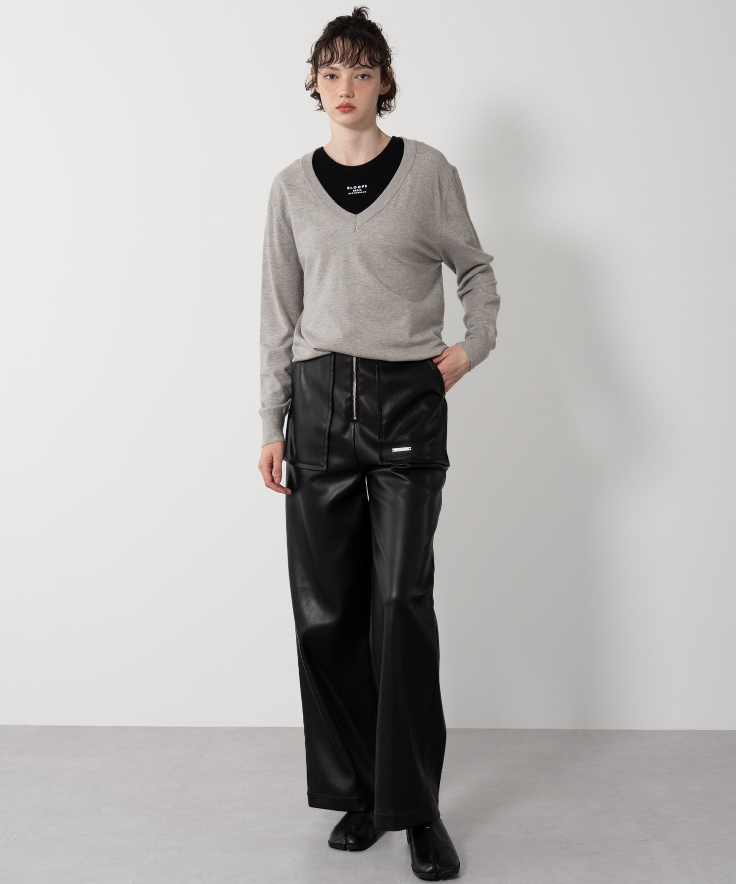 Deep V-Neck Oversized Knit
