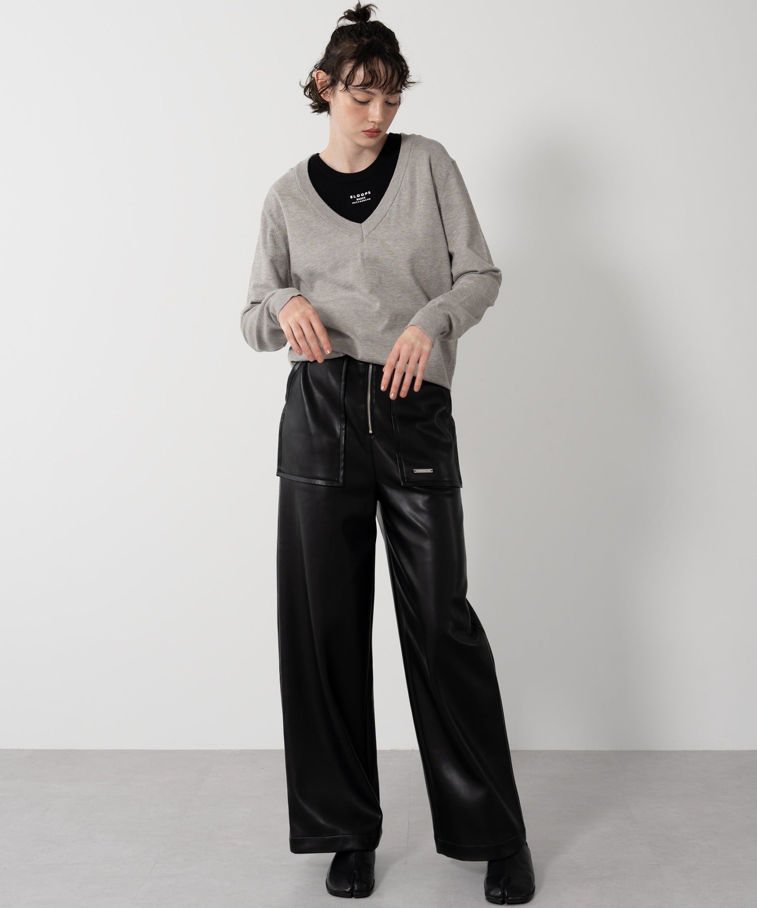 Deep V-Neck Oversized Knit