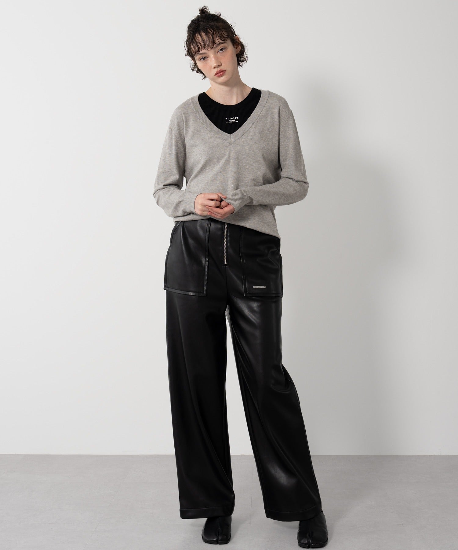 Deep V-Neck Oversized Knit
