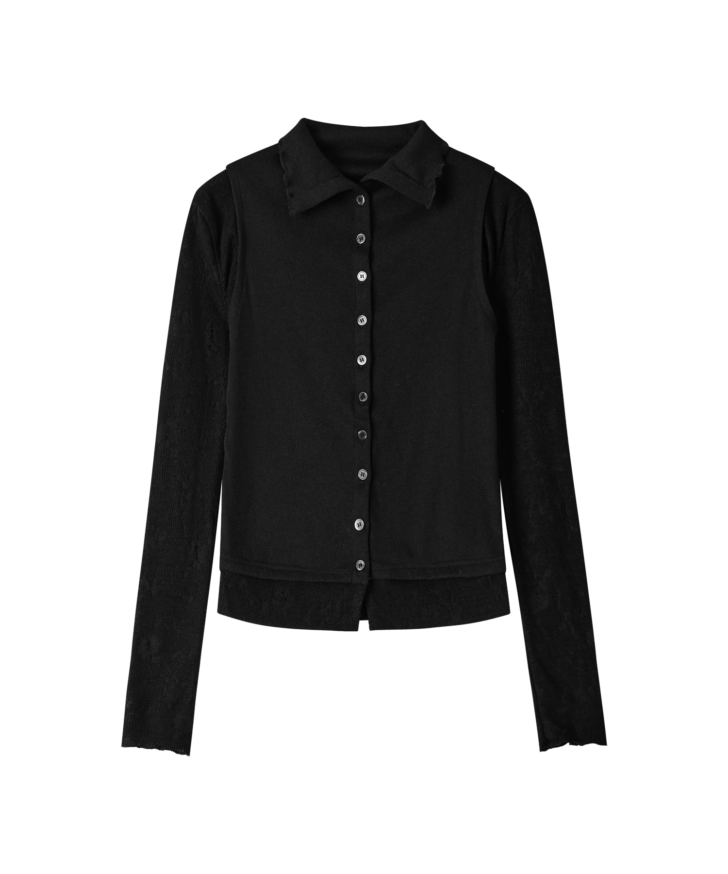 「9月下旬出荷予定」Lace Sleeve Layered Collar Top