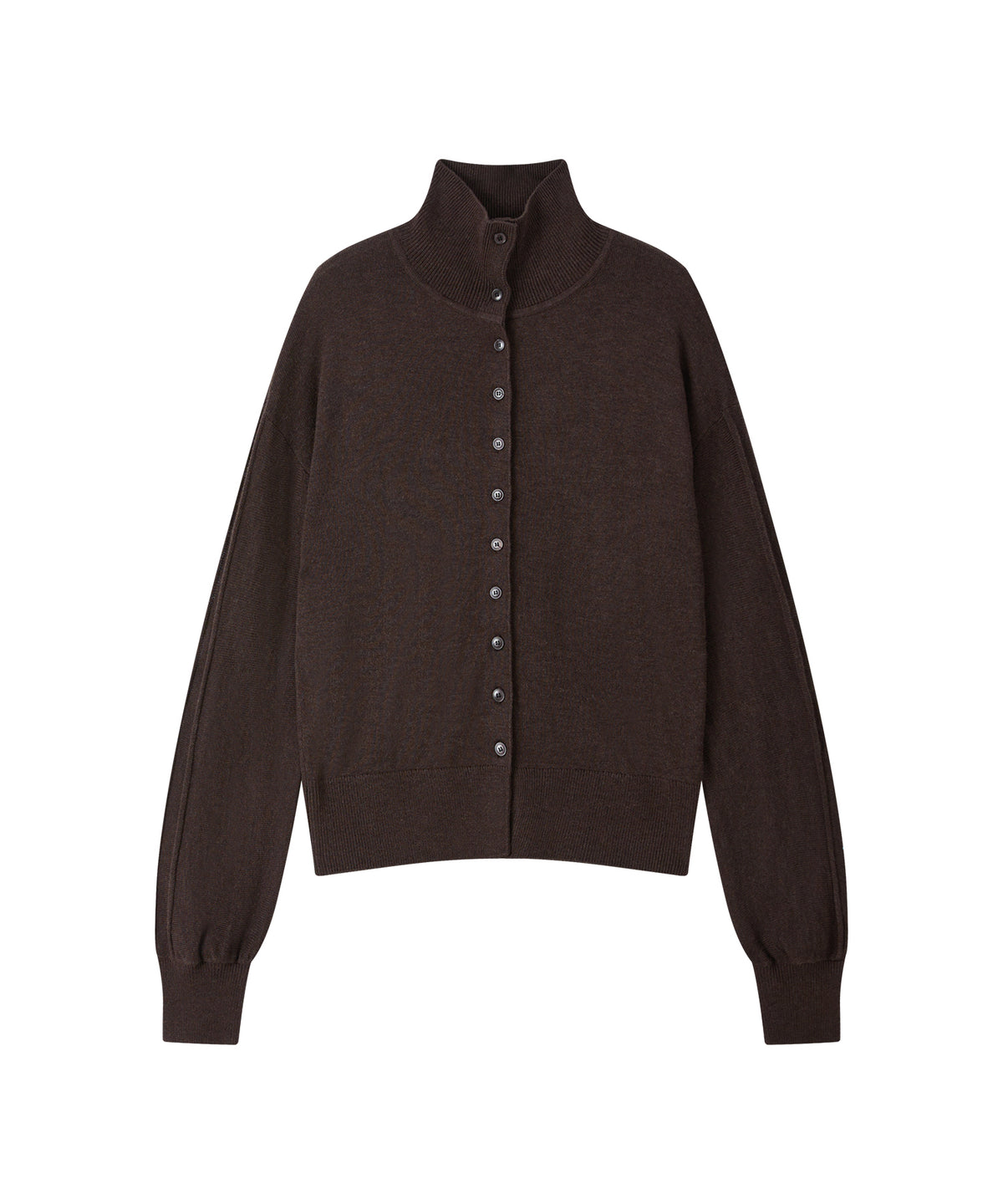 「10月下旬出荷予定」Wool Silk High Neck Button Knit Cardigan