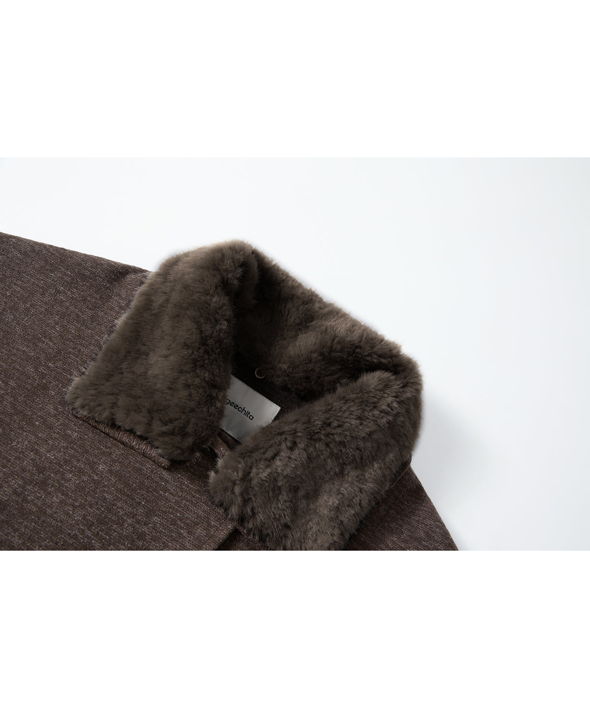 「10月下旬出荷予定」Faux Fur Collar Melange Wool-Like Middle Coat