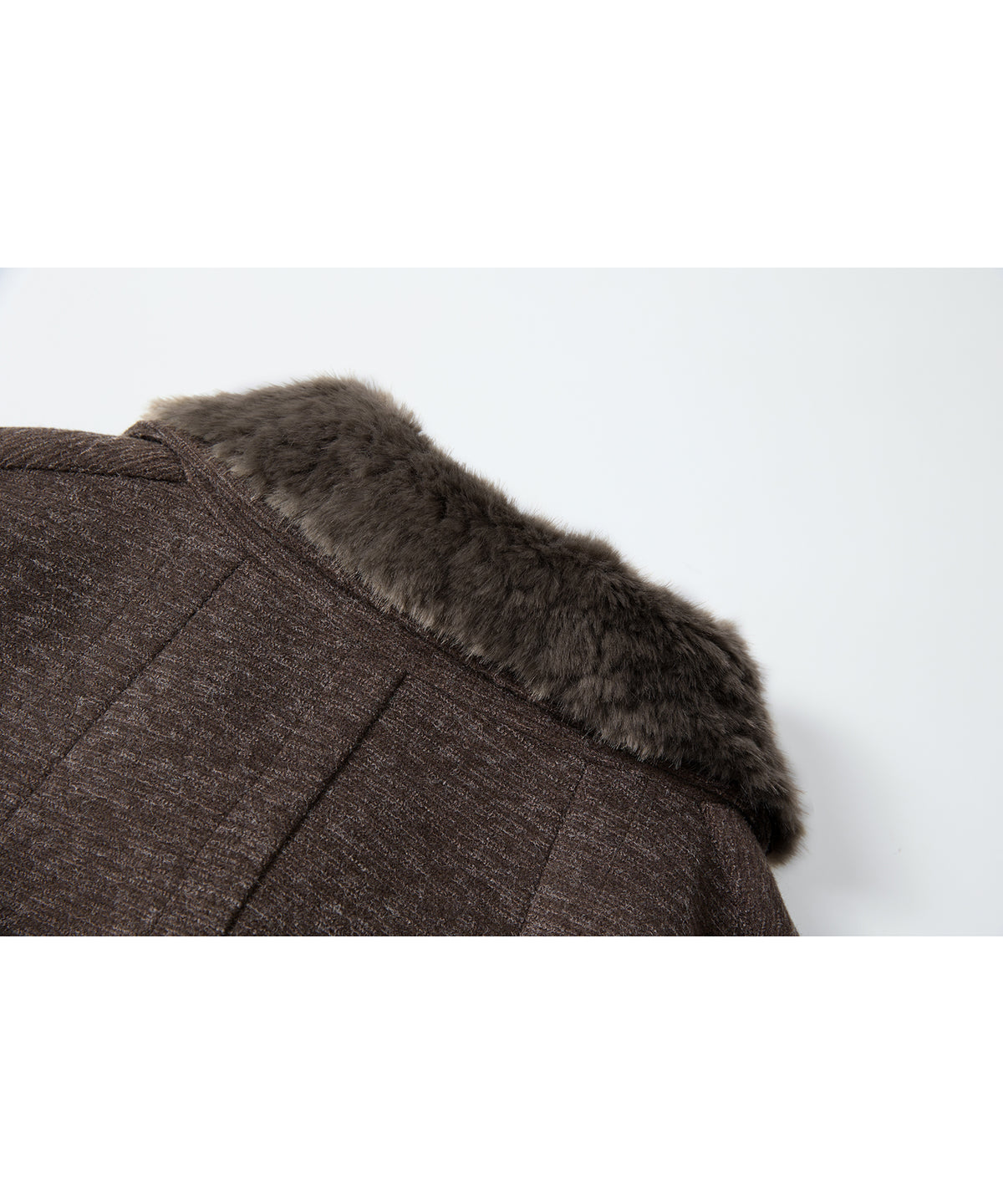 「10月下旬出荷予定」Faux Fur Collar Melange Wool-Like Middle Coat