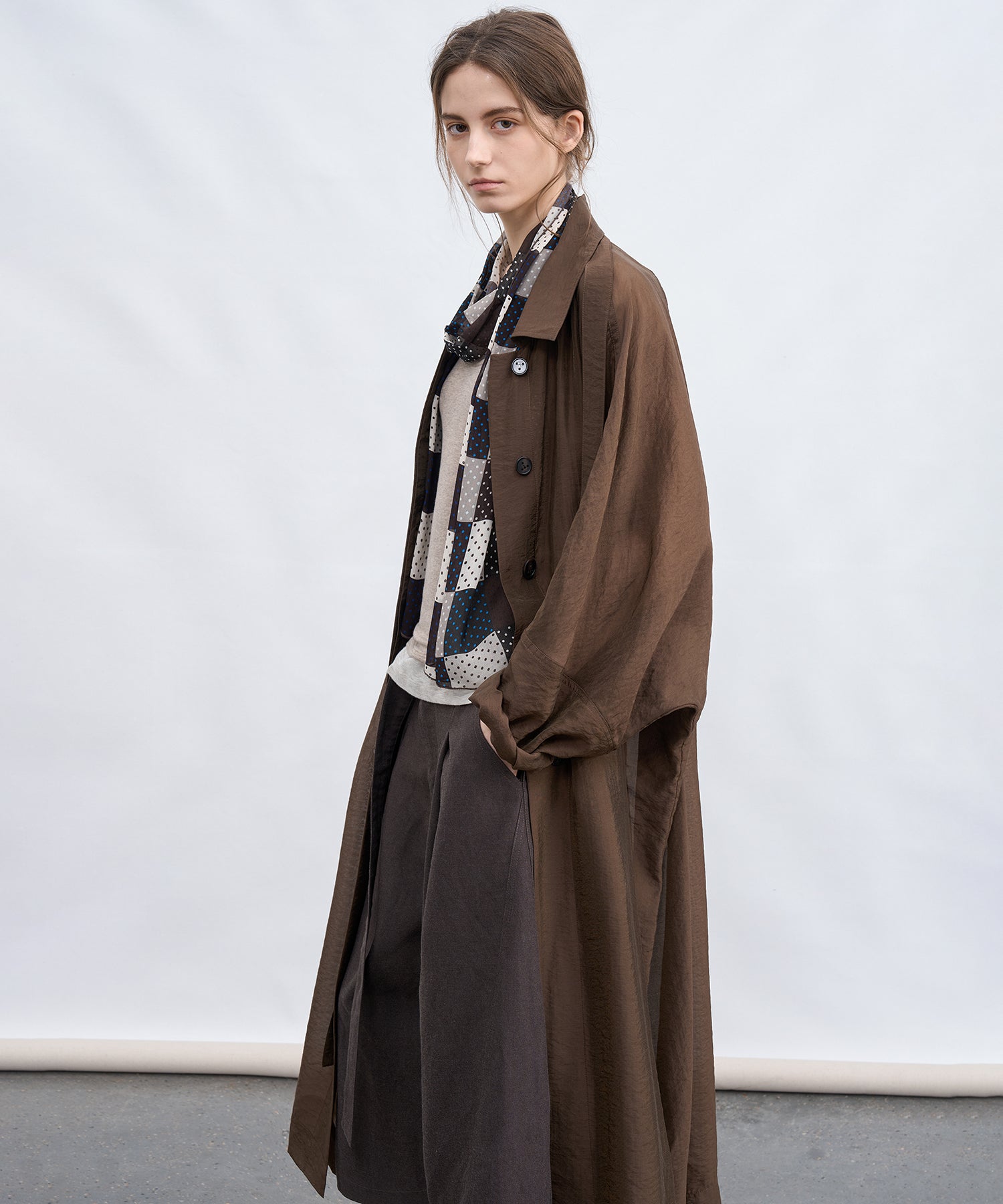 Silk Blend Sheer Long Coat