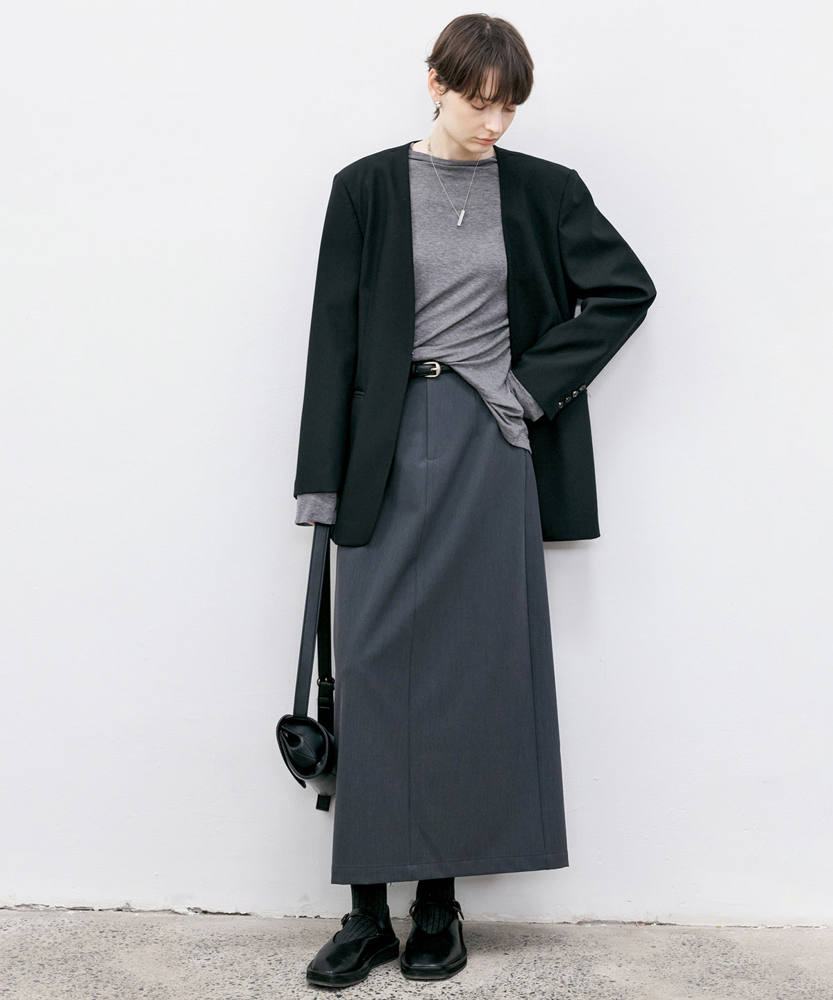 Back Slit Straight Maxi Skirt