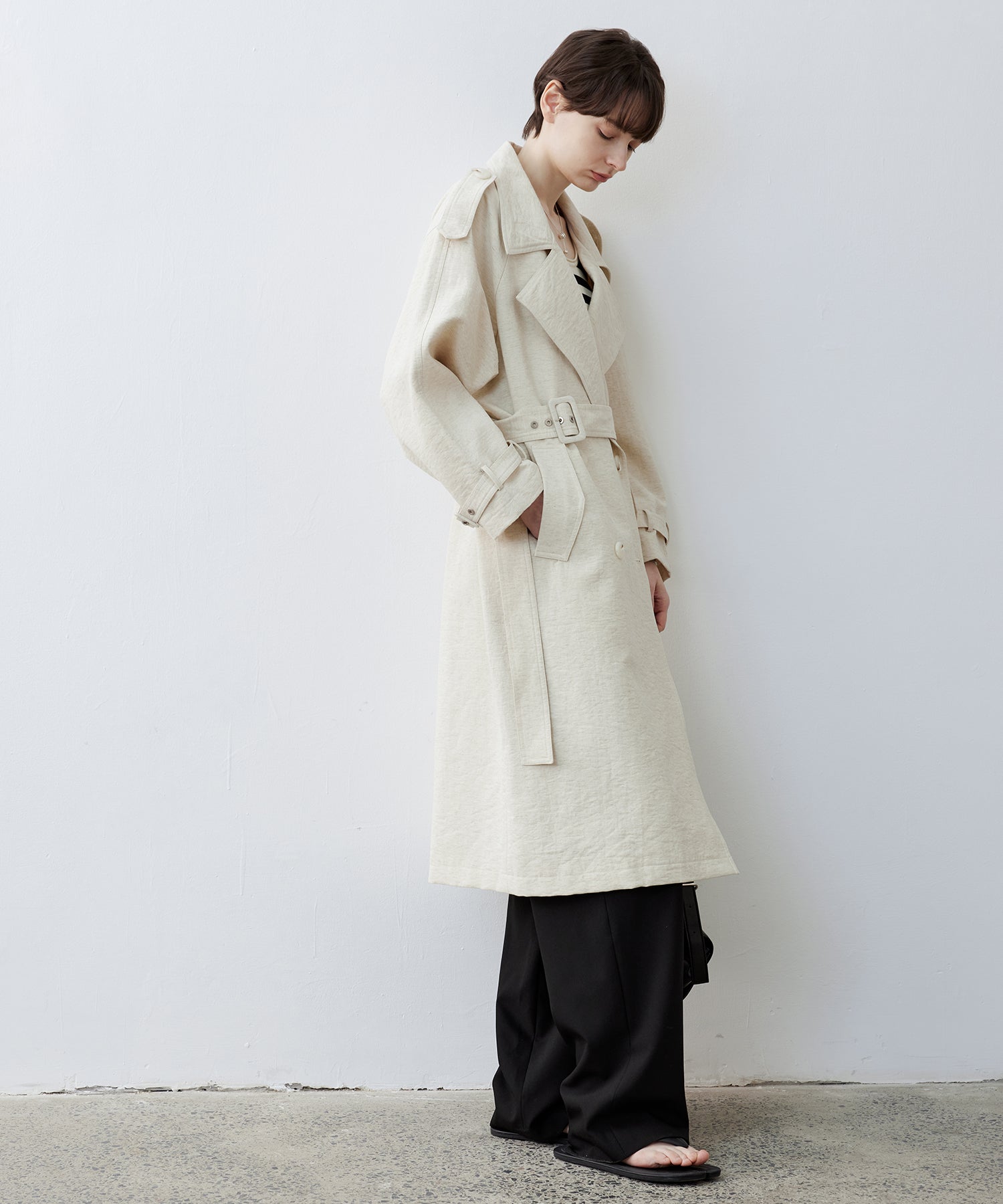 Double-Breasted Epaulette Trench Coat