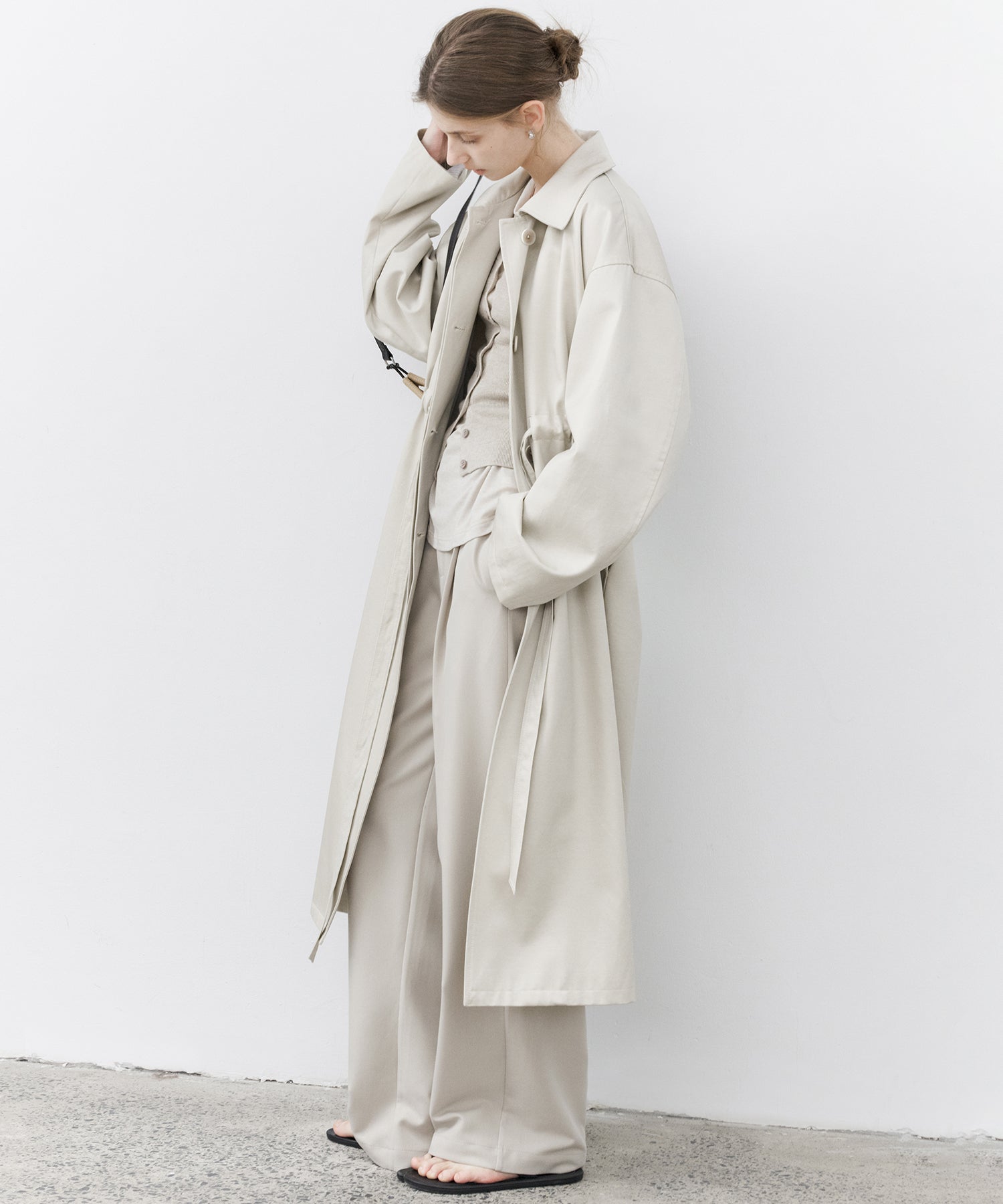 Draped Wide-Leg Tailored Pants